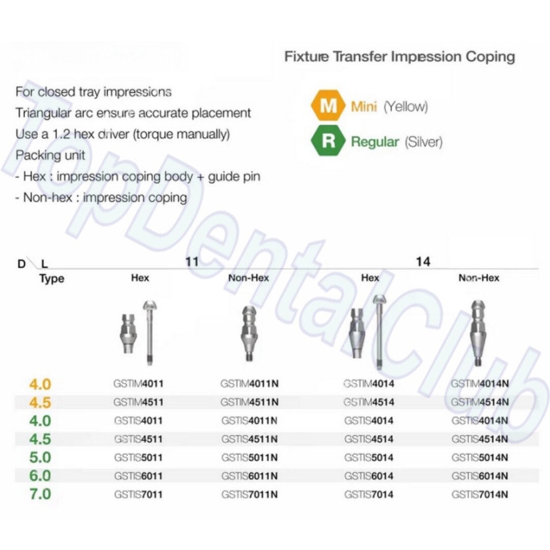 Fixture Pick Up Dental Transfer Impression Coping Tray Fit Osstem Hiossen M/R