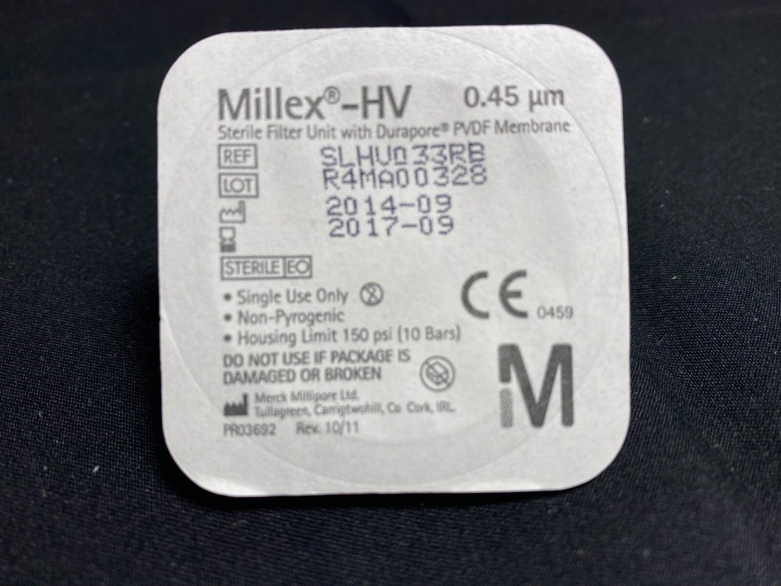 MILLIPORE PVDF .45µm Hydrophilic Millex-HV Filter Unit SLHV033RB (150/pk)