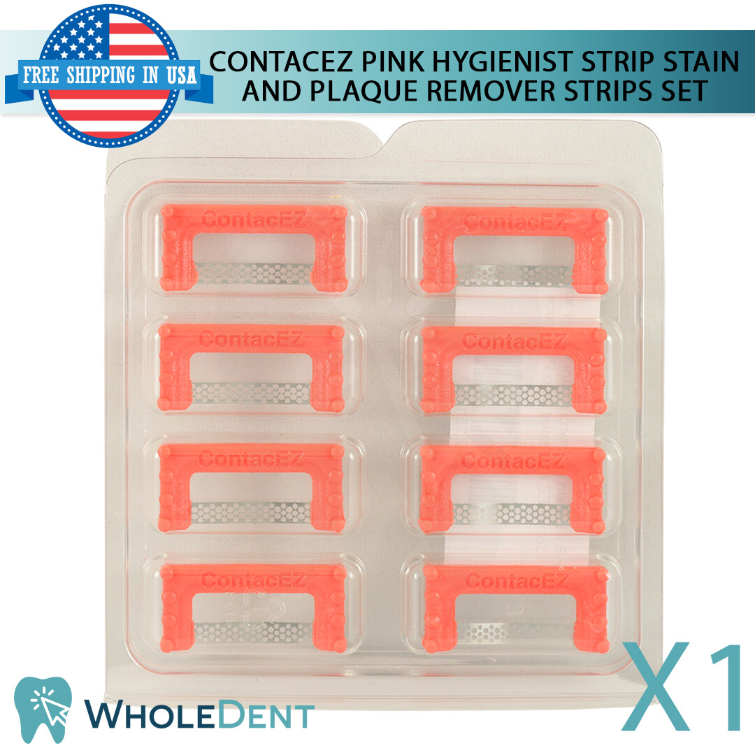 ContacEZ Pink Hygienist Strip Stain And Plaque Remover 8 Strips Dental Proximal