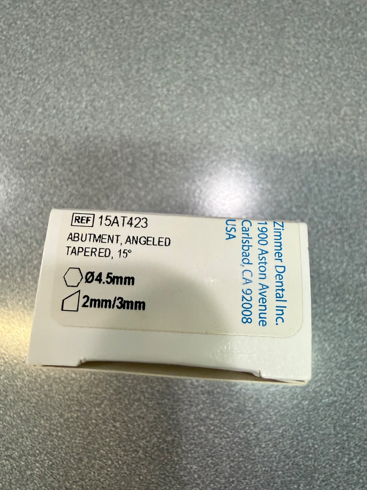 Zimmer Abutment Angeled Tapered 15* 4.5 Ref 15AT423