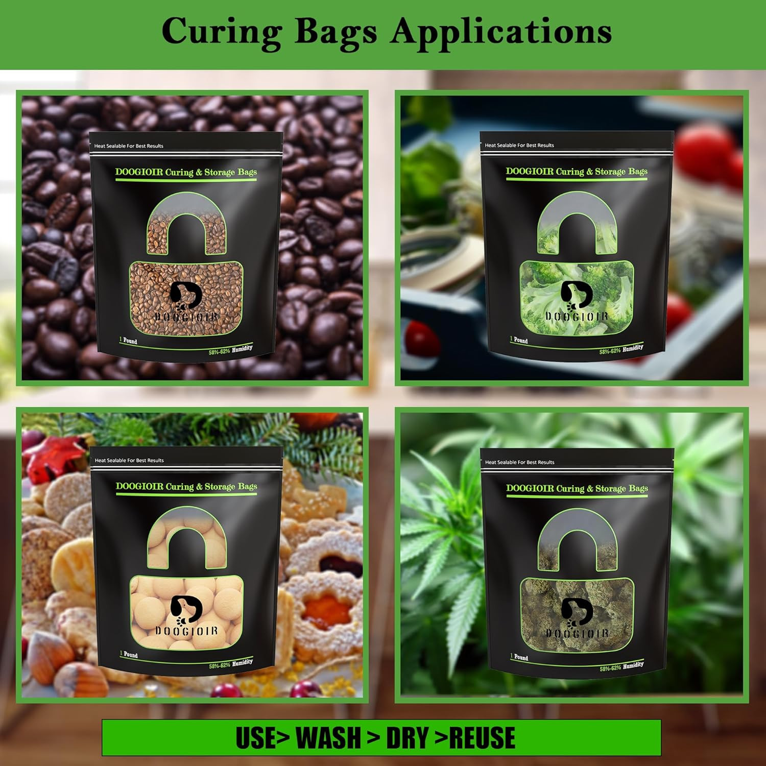 1 LB Curing & Storage Bags, Curing and Food Storage, Double-Tracked Zip Closure