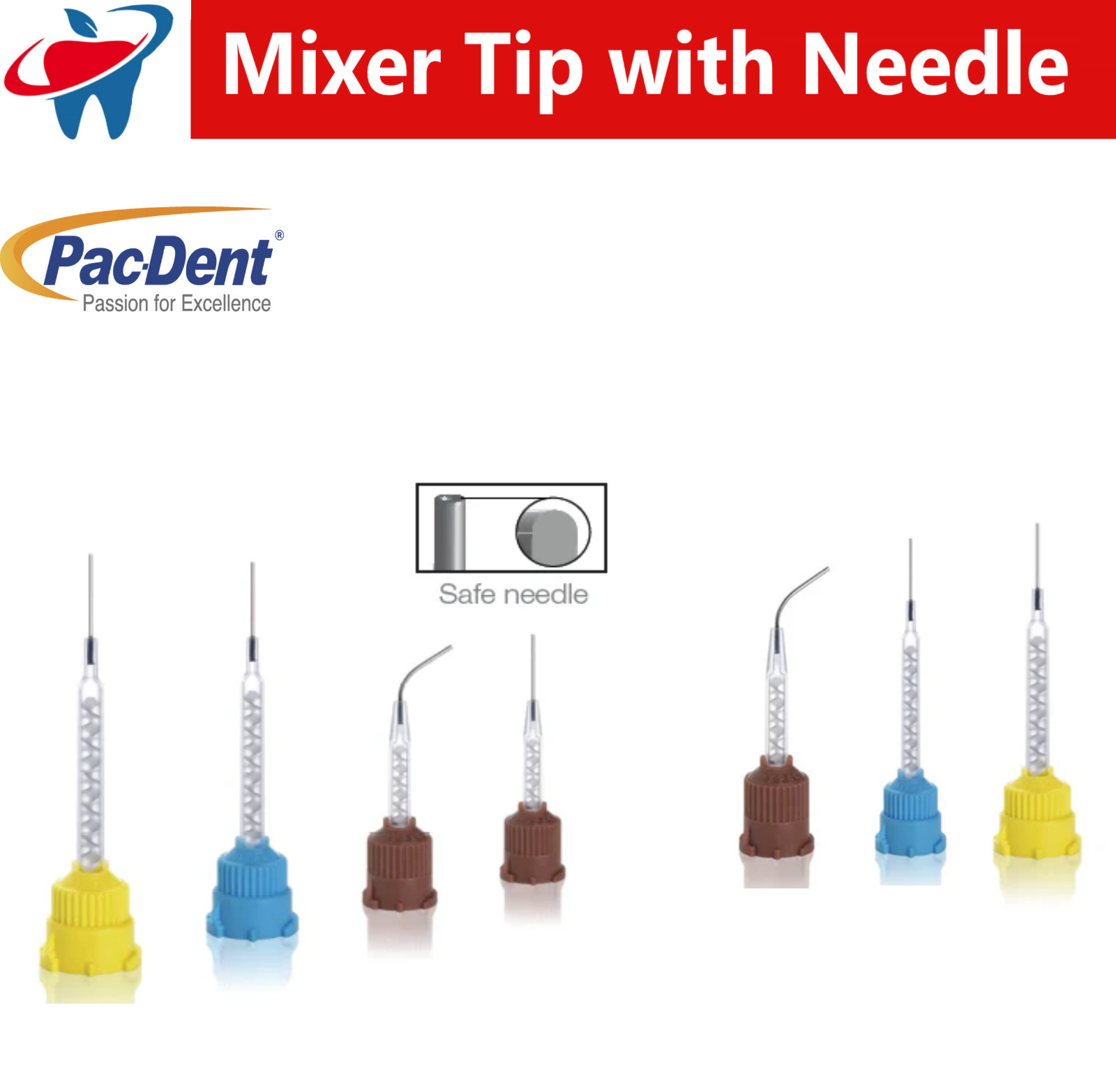 Dental HP Mix Tips 20 Ga Brown, 0.9 mm Double Syr L-system Colibri Core Build Up