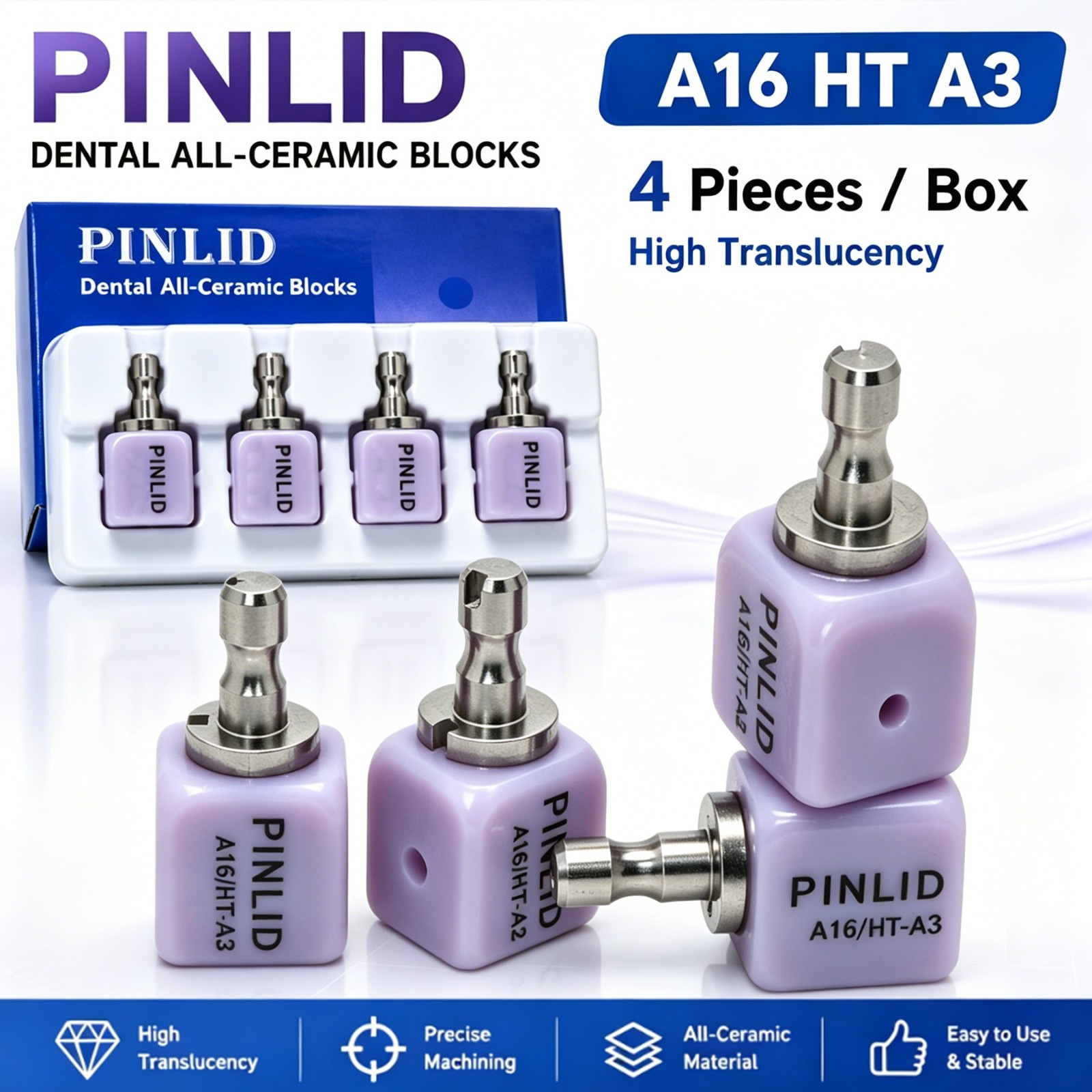 A16 Dental Lithium Disilicate Glass Ceramic Blocks with Positioning Holes Open