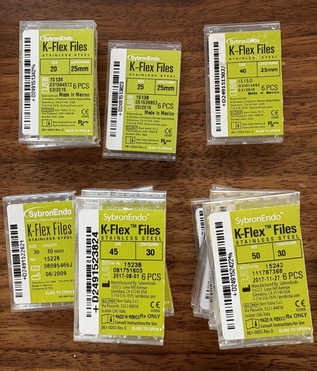 Kerr SybronEndo Dental Stainless Steel K-FLEX K-FILES 6/Pk 30mm 25mm