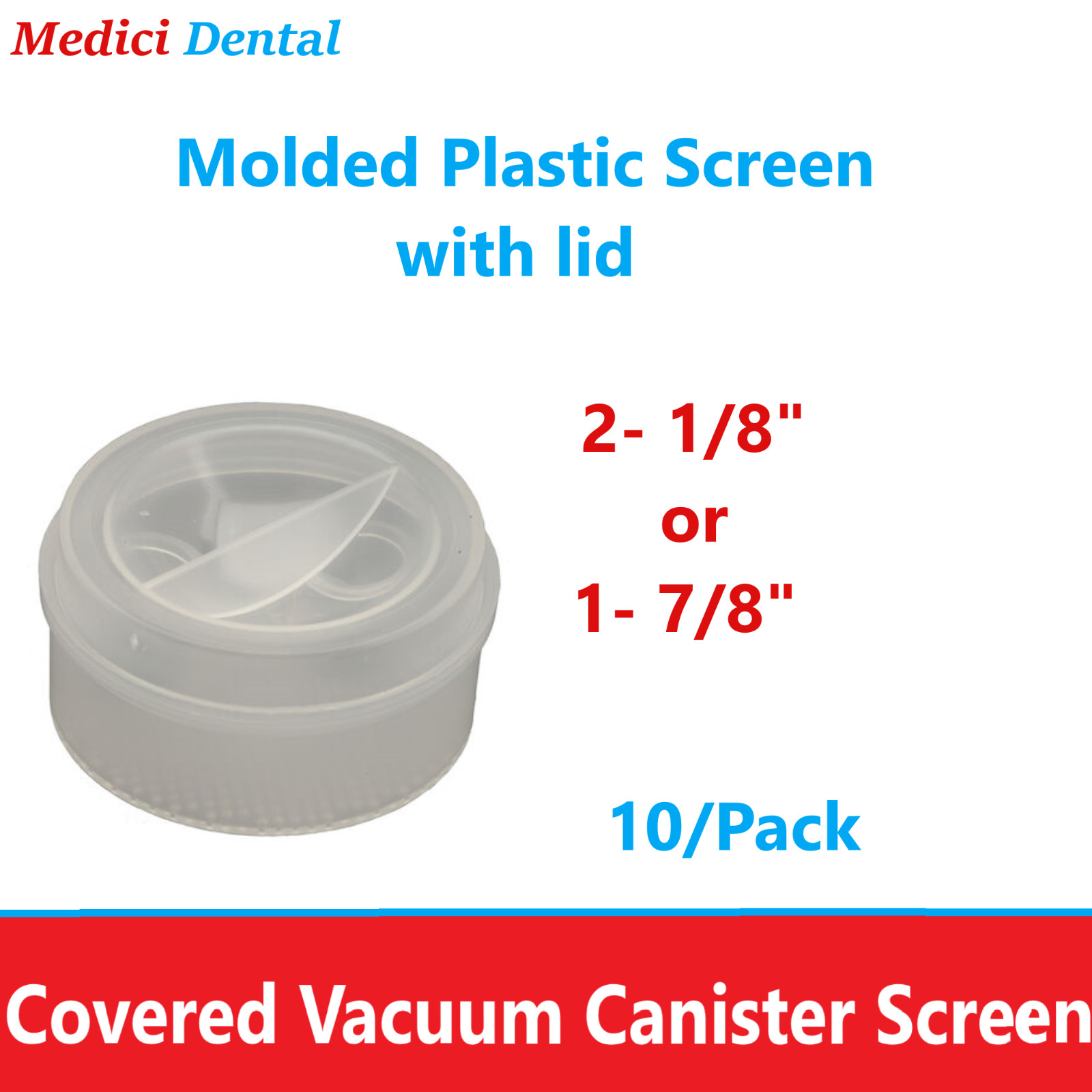 Dental Covered Vacuum Canister Screen For 2- 1/8″ Beaverstate, Adec, DCI, Biotec