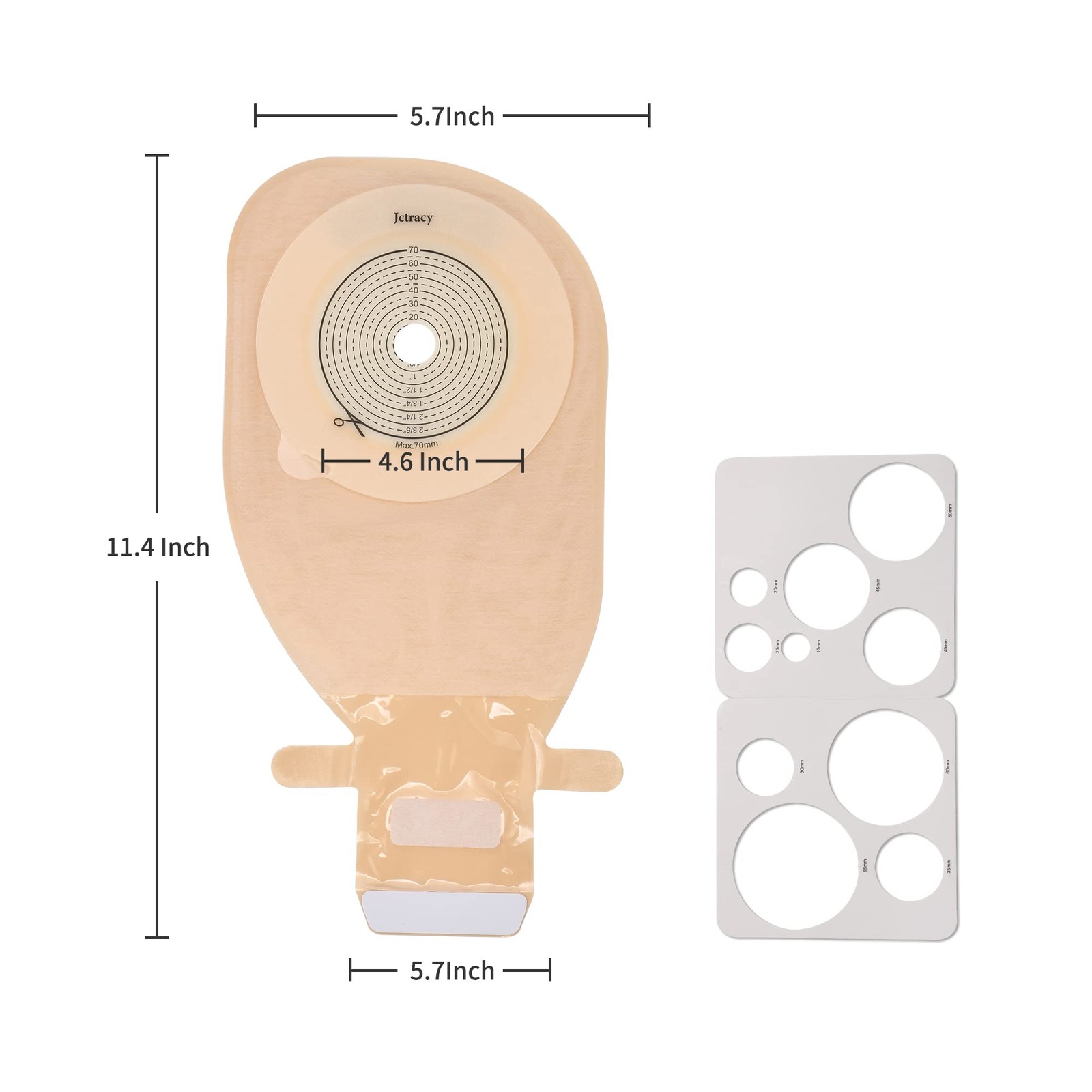 Jctracy Colostomy Bags,20PCS Ostomy Bags One-Piece 20-70mm, Oval