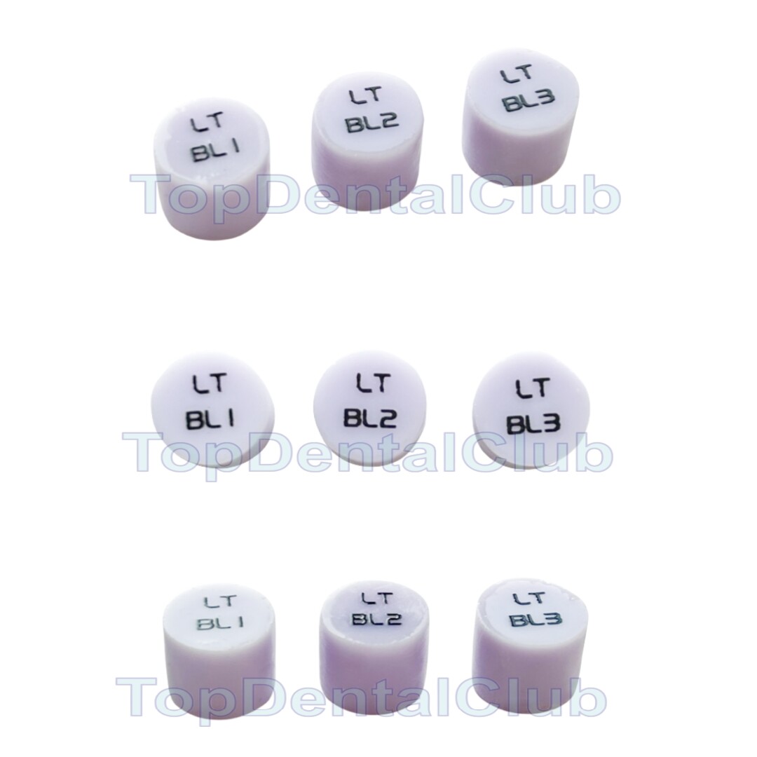 LT Dental Bleached Glass Ceramic Press Ingots Lithium CAD CAM Disilicate Cerec
