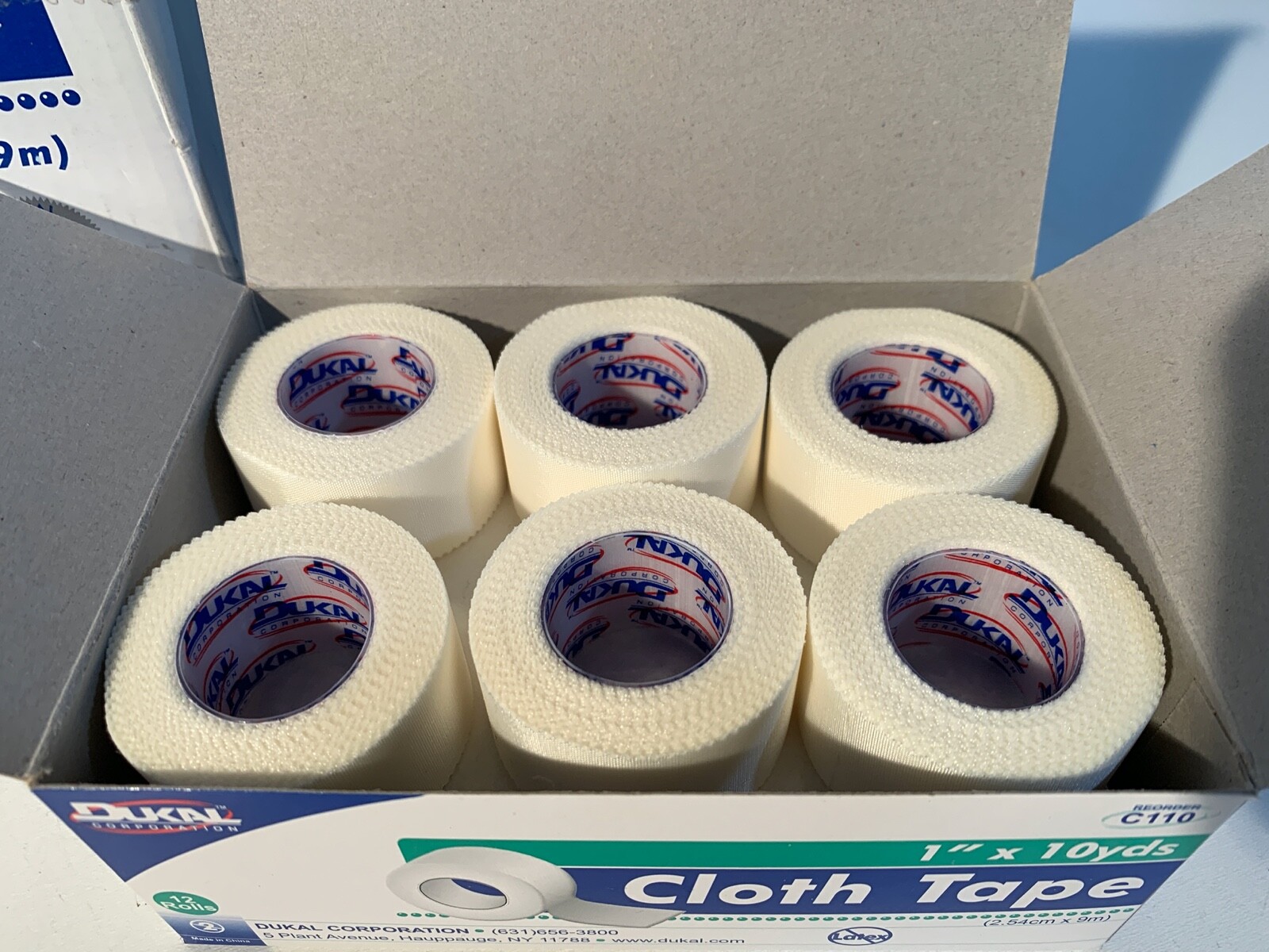 ONE (1) CASE – 144PCS DUKAL C110 Cloth Tape Rolls 1″ x 10 yds NON-STERILE