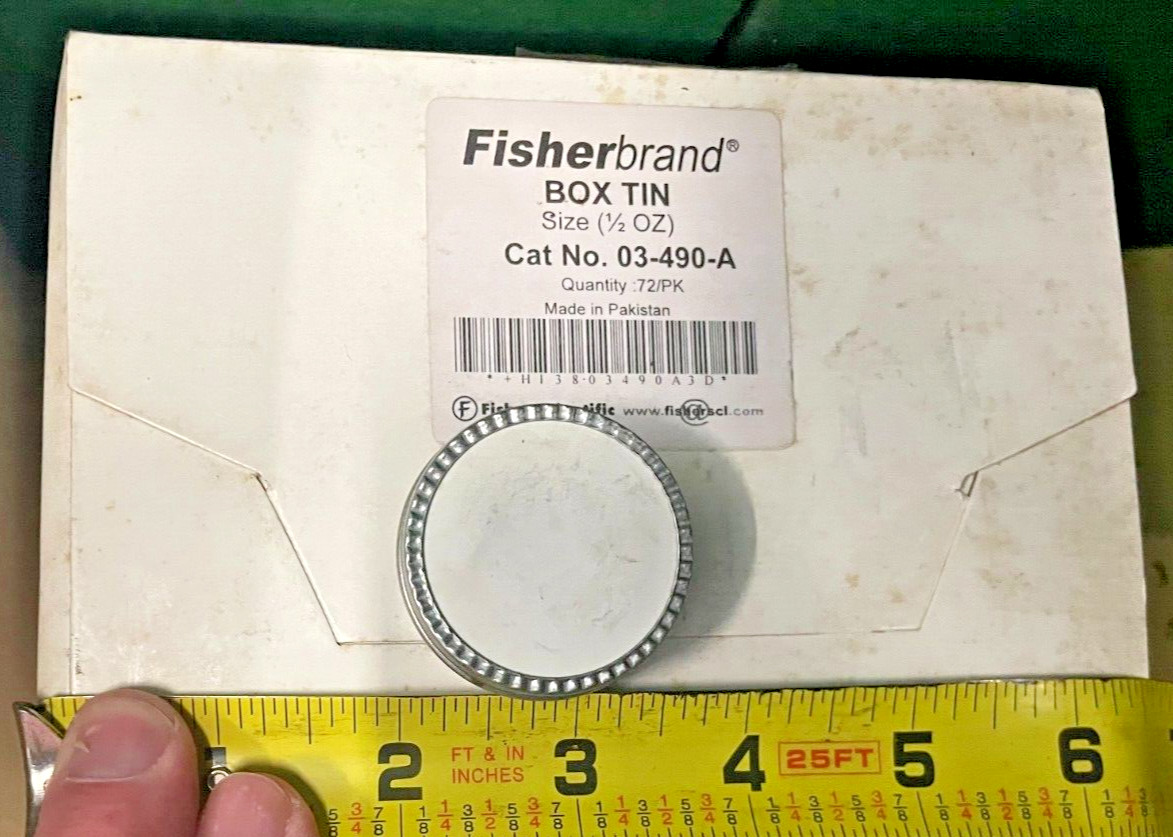 Fisher Scientific Fisherbrand Box Tin Catalog Number 03-490-A,Size ½ OZ, 4 Boxes