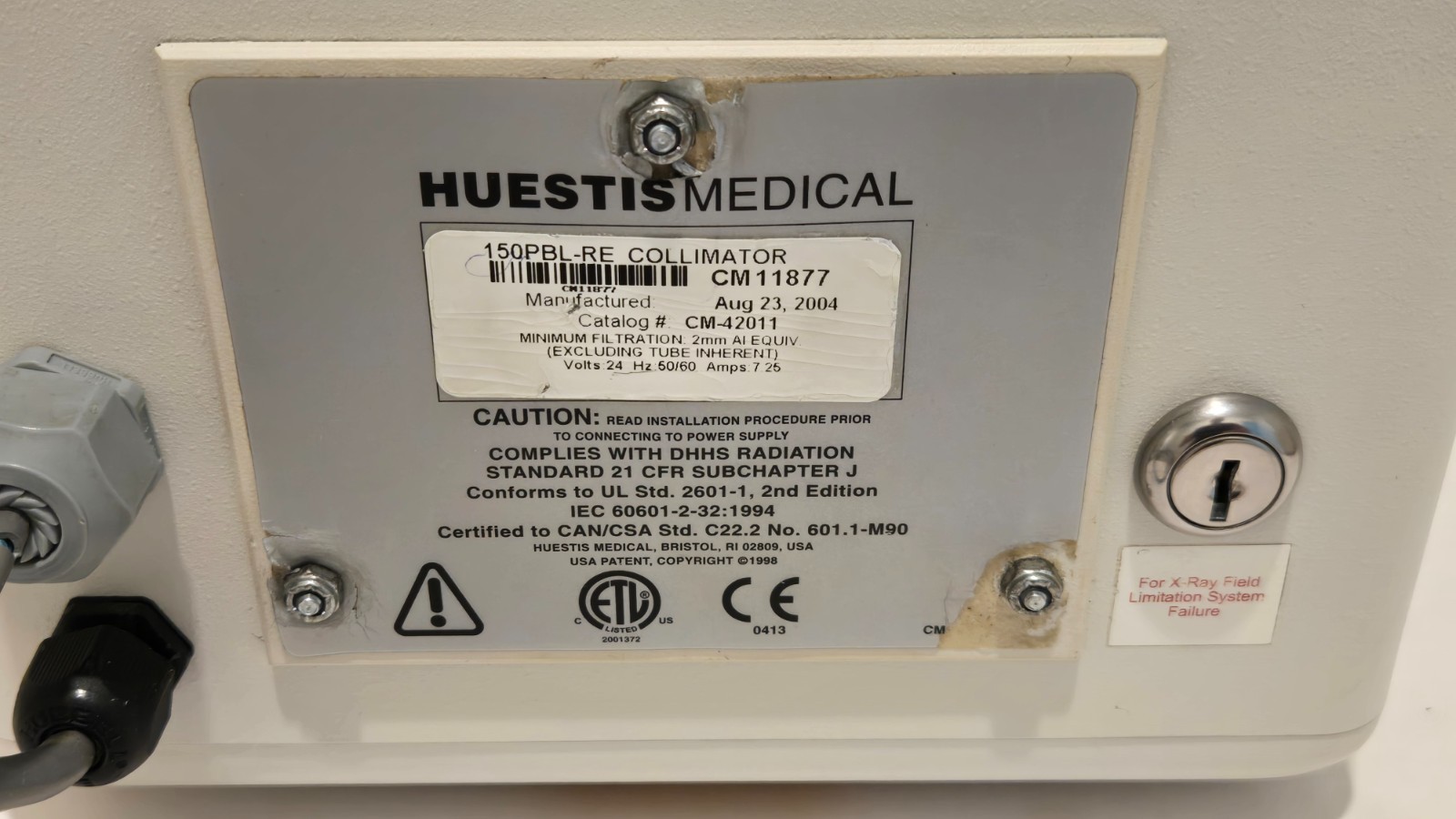 Huestis Medical 150PBL-RE Collimator — Catalog CM-42011 — GE Rad Room