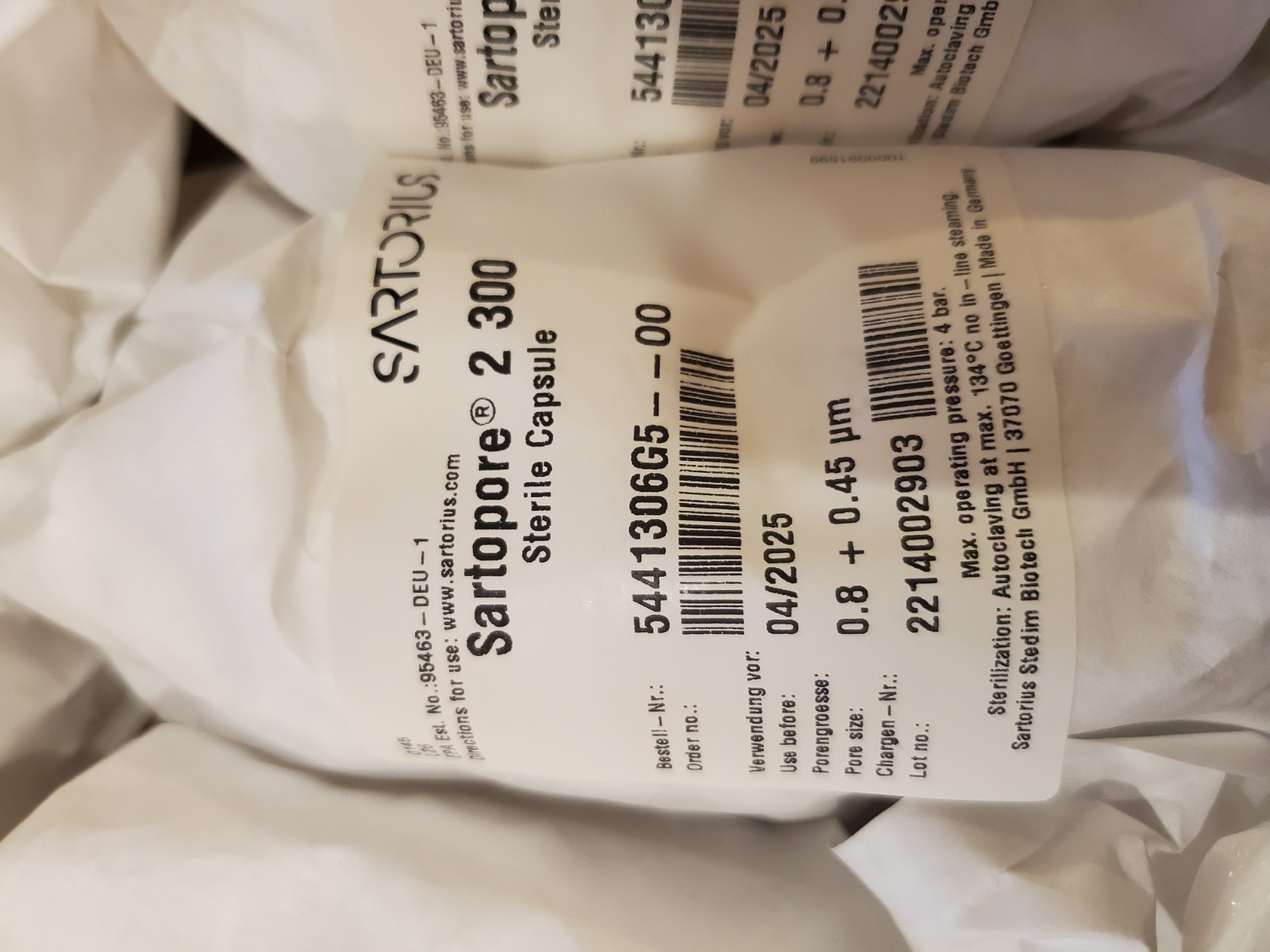 (5/Pk) SARTORIUS Sartopore 2 300 Liquid Filter Capsule 0.45um 5441306G5-00-B