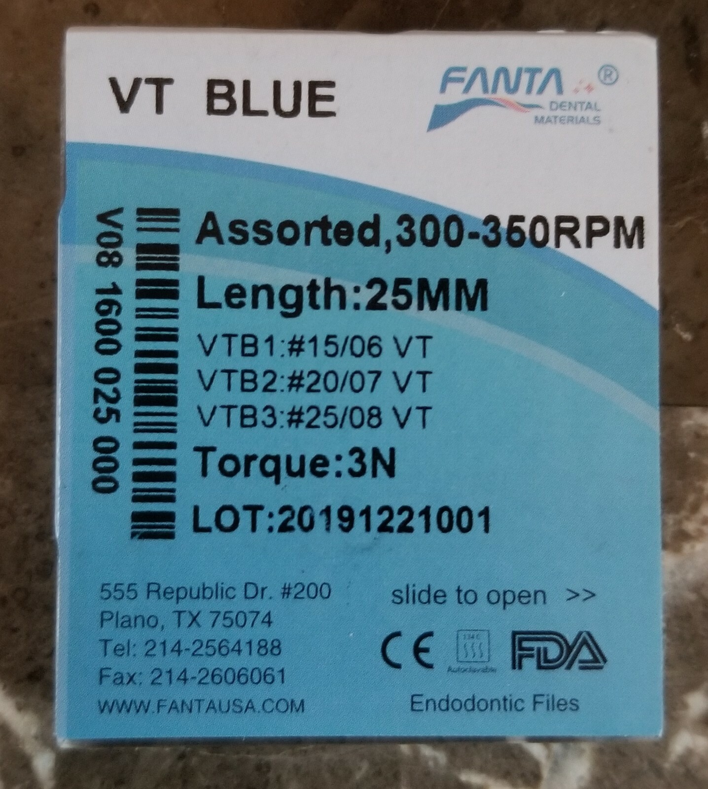 Dental Endo Rotary VT Blue NiTi Files 25 mm Beat Vortex Root Canal USA