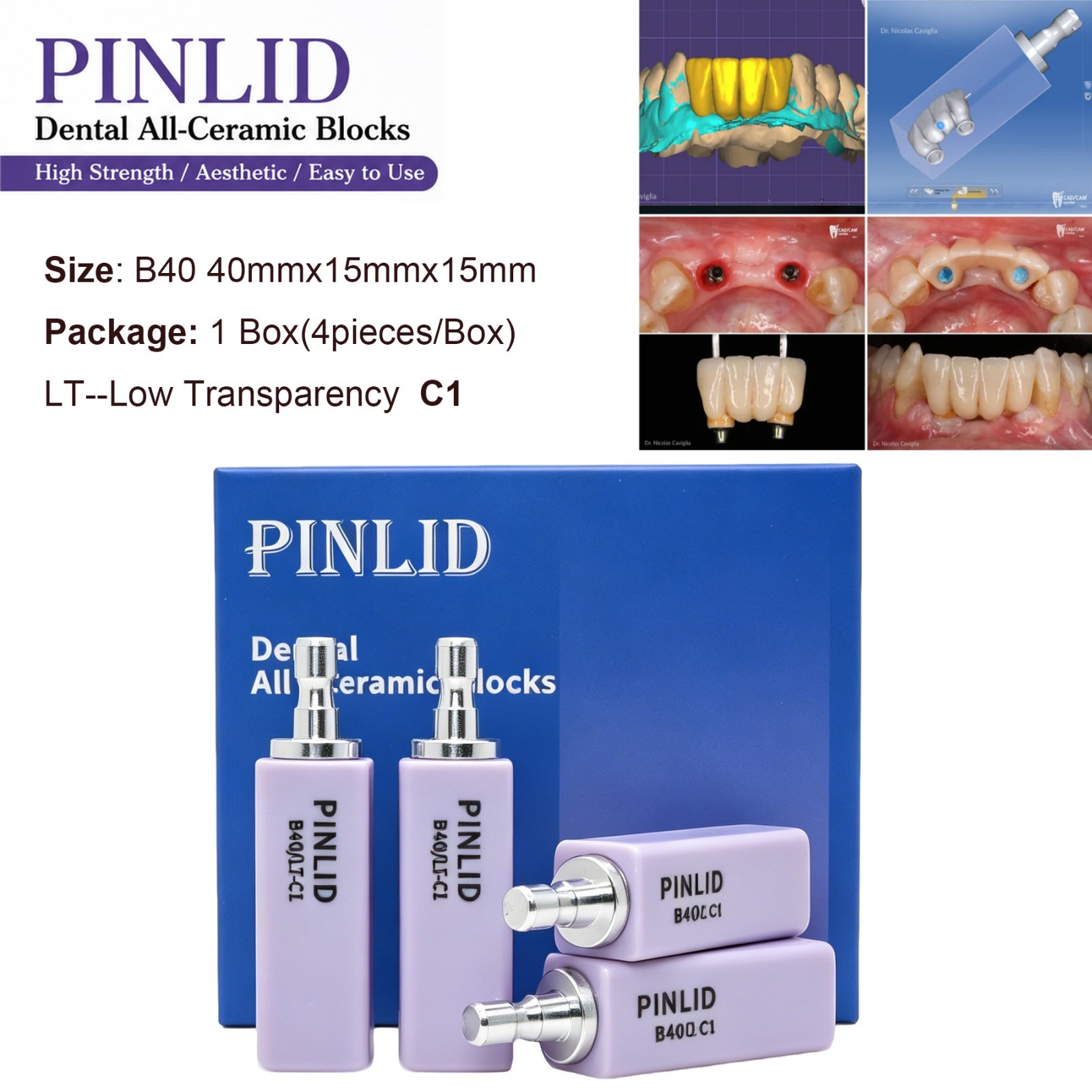 LT Dental Emax Glass Ceramic CAD CAM Blocks Lithium Disilicate CEREC 4pc/box