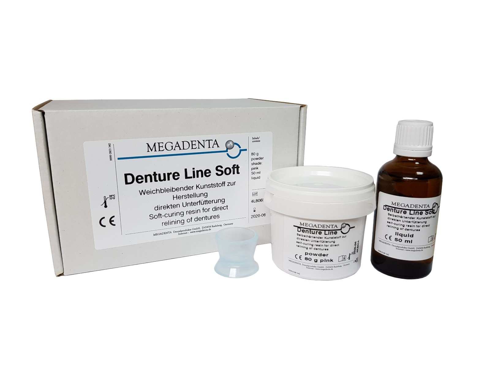 Dental Denture direct Reline Self cure soft resin acrylic Germany powder liquid