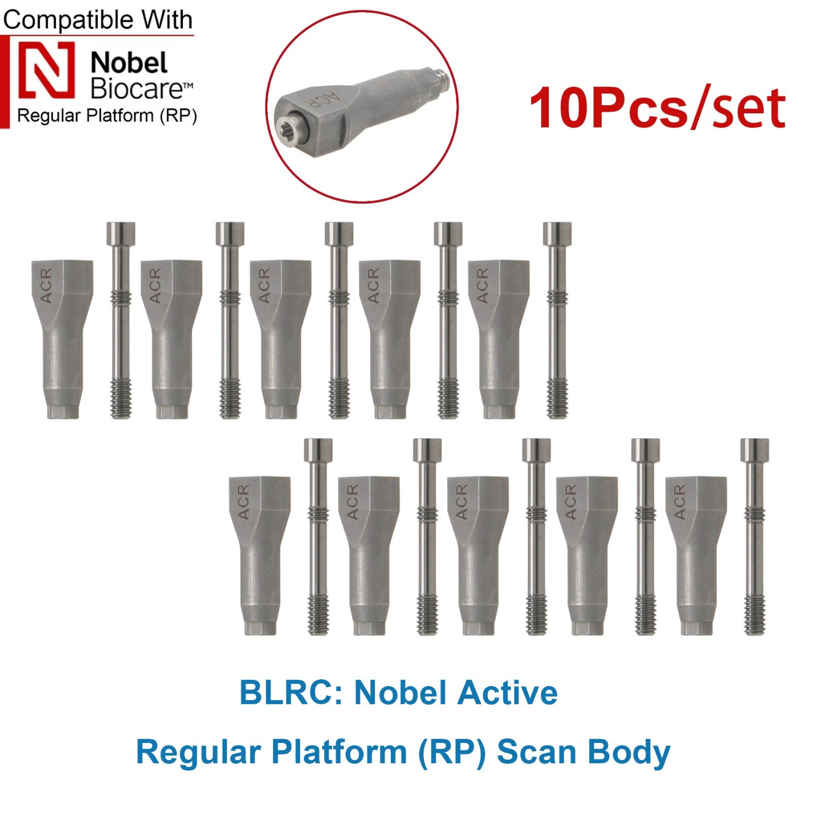 US 10Pcs Impression Transfer Coping Open Closed Tray fits Nobel Active NP RP Hex