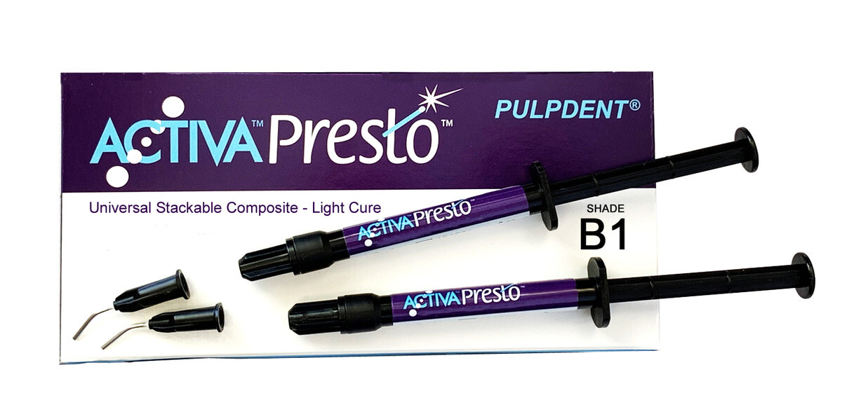 Pulpdent VPF1B1 ACTIVA Presto Universal Stackable Composite Syringe B1 2Pk 1.2mL