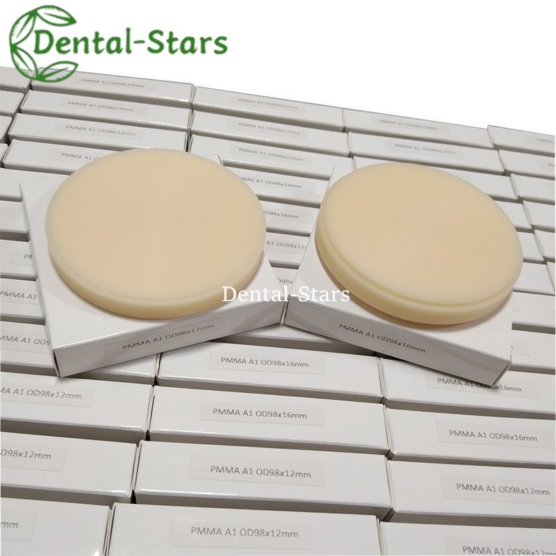 98mm Dental Multilayer Pmma Block Round Resin Disc Thick 12-25mm A1/A2/A3 Colors