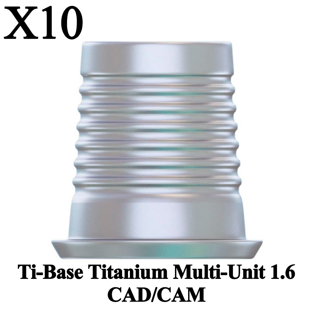 10x Prosthetic Ti-Base Titanium Multi-Unit 1.6 CAD/CAM Digital Dental Lab