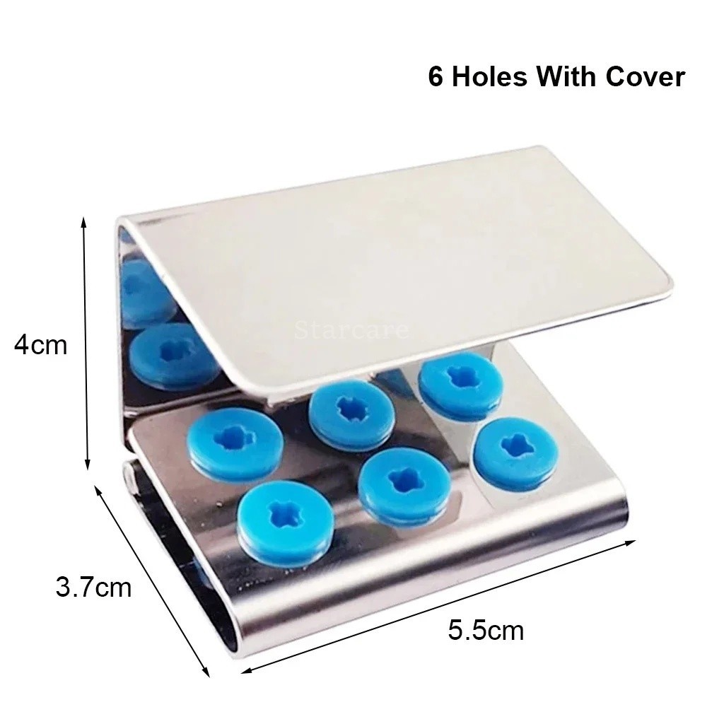 Dental Scaler Tip Holder Burs Stand Holder Block Case Steel Box Storage 6/30Hole