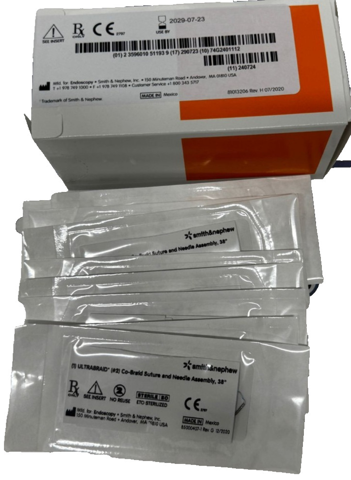 REF 7210915 Smith & Nephew Ultrabraid #2 Suture 38″ Cobraid w/ Needle NEW Steril