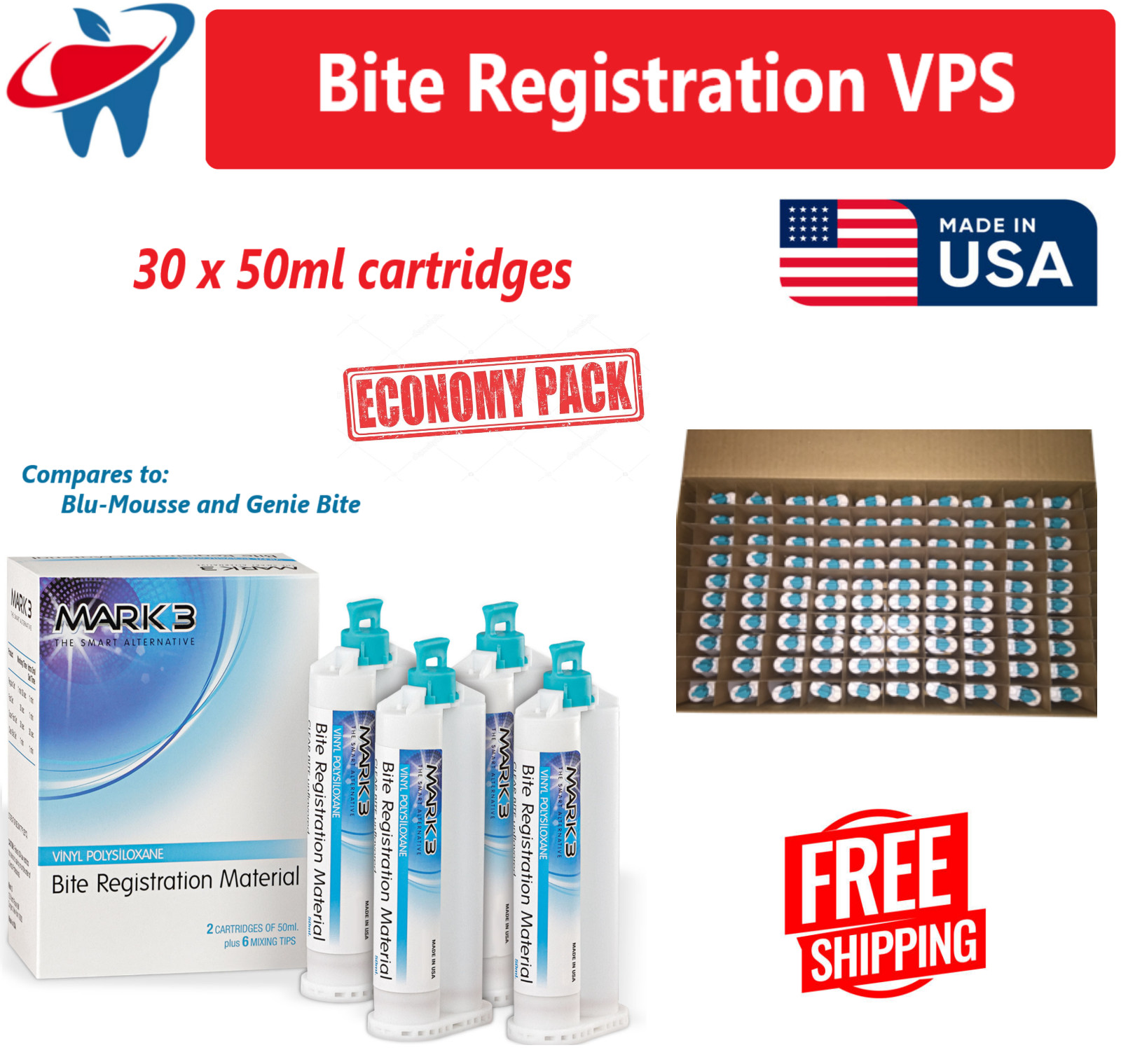 BULK Bite Registration Impression Material Fast Set / Regular, 30 x Cartridges