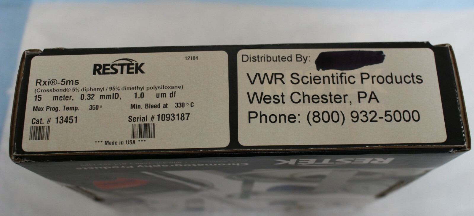 RESTEK Rxi-5ms 13451 CHROMATOGRAPHY GC COLUMN 15mx0.32mm 1um df