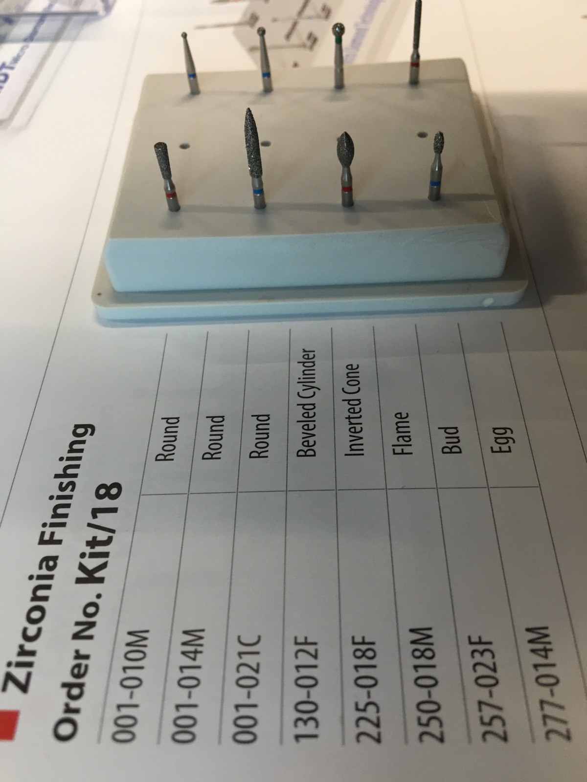 Zirconia Finishing Diamond Burr kit#18mdt 8 burs for High Speed Handpiece