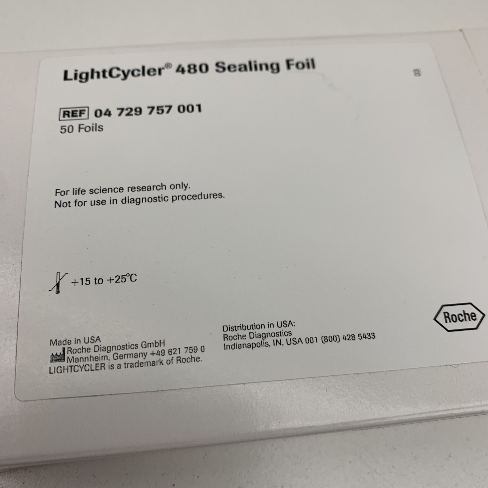 (50) Roche Diagnostics 04 729 757 001 Lightcycler 480 Sealing Foil EXPIRED 2022