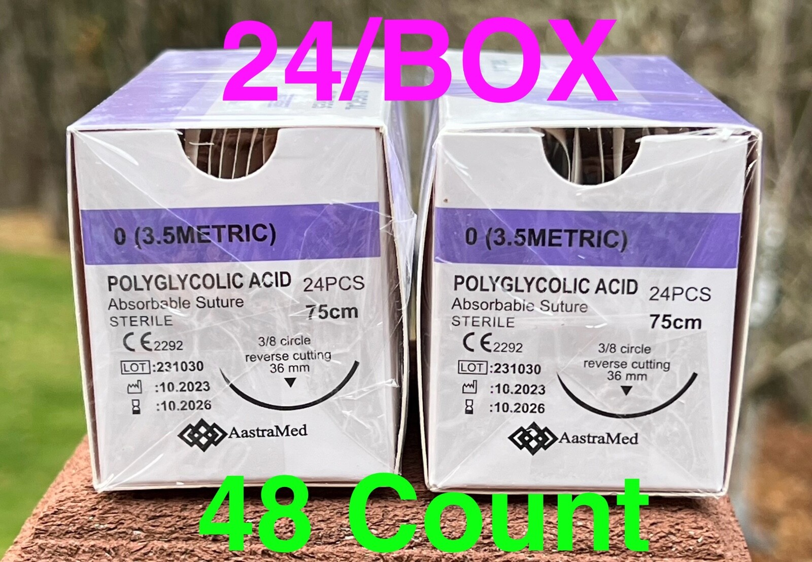 0/0 PGA Suture, 48ct (2 Boxes) Polyglycolic Acid Veterinary Dental Surgical