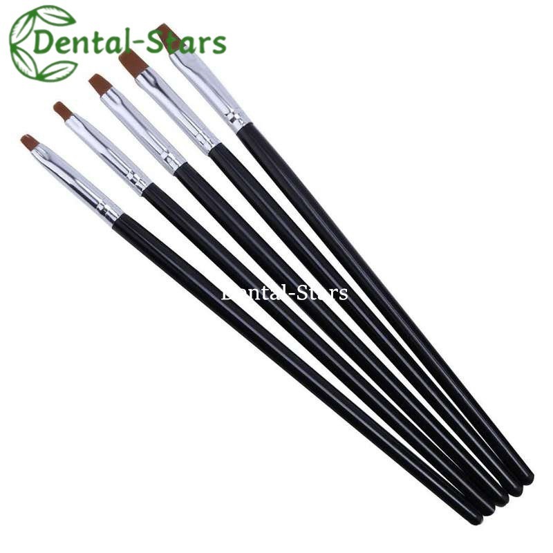 5Pcs/Kit Dental Composite Shaping Brush Pen Resin Veneer Cement Porcelain Pens