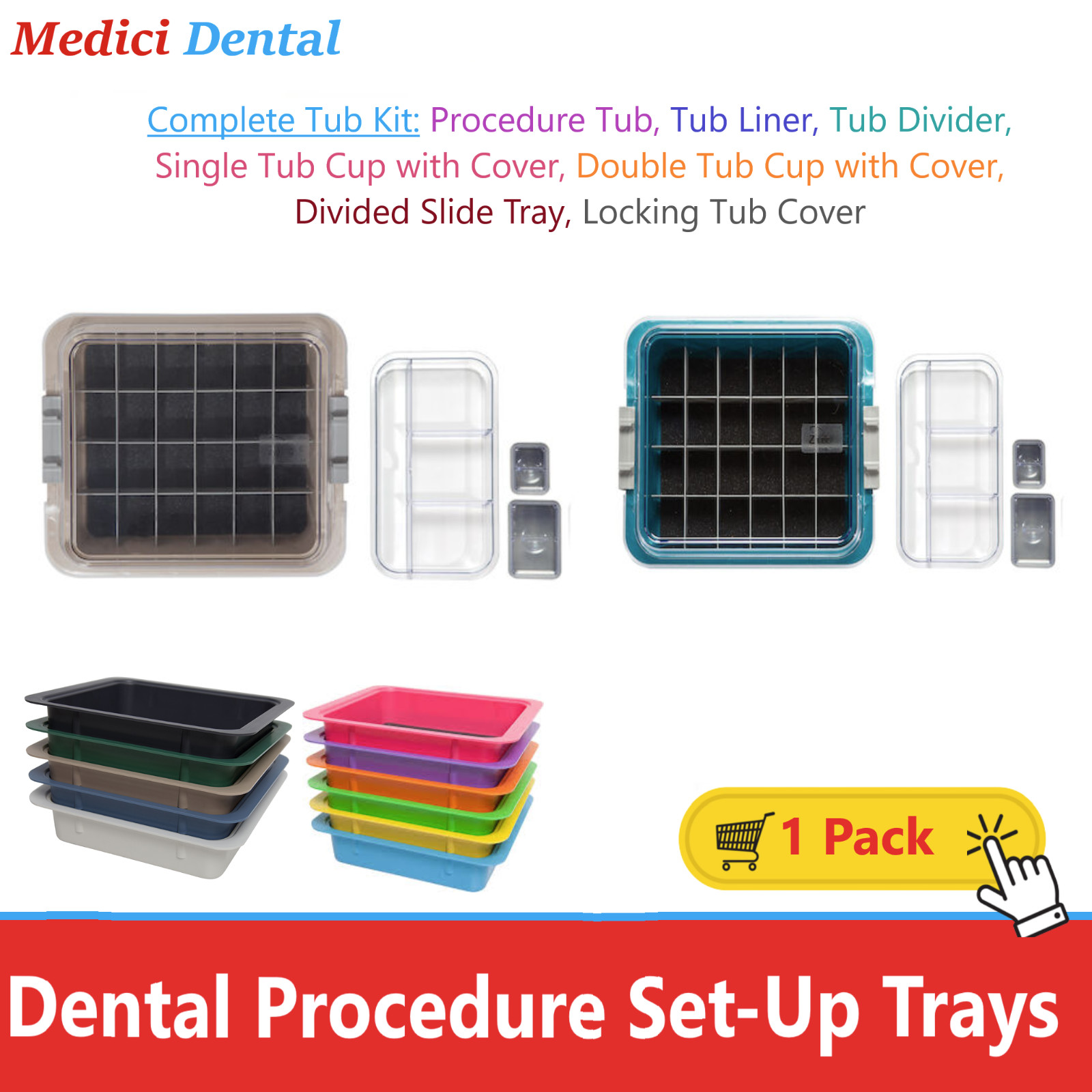 Dental Zirc Procedure Tub Complete Tub Kit – Cover, Divider, Tub Cup. Sponge