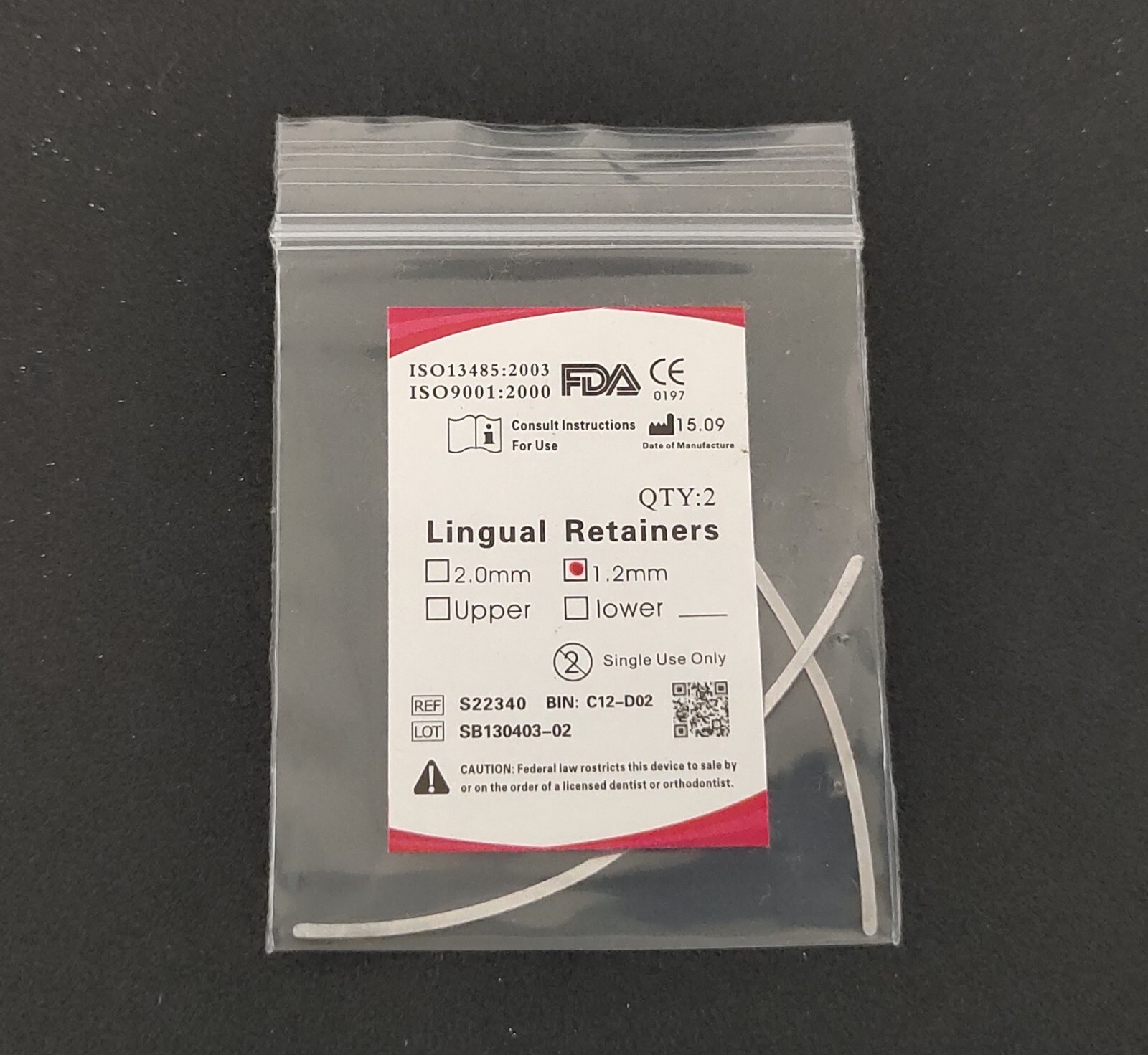 Dental Orthodontics 1.2mm Lingual Retainer 2Pcs/bag Universal Mesh Base