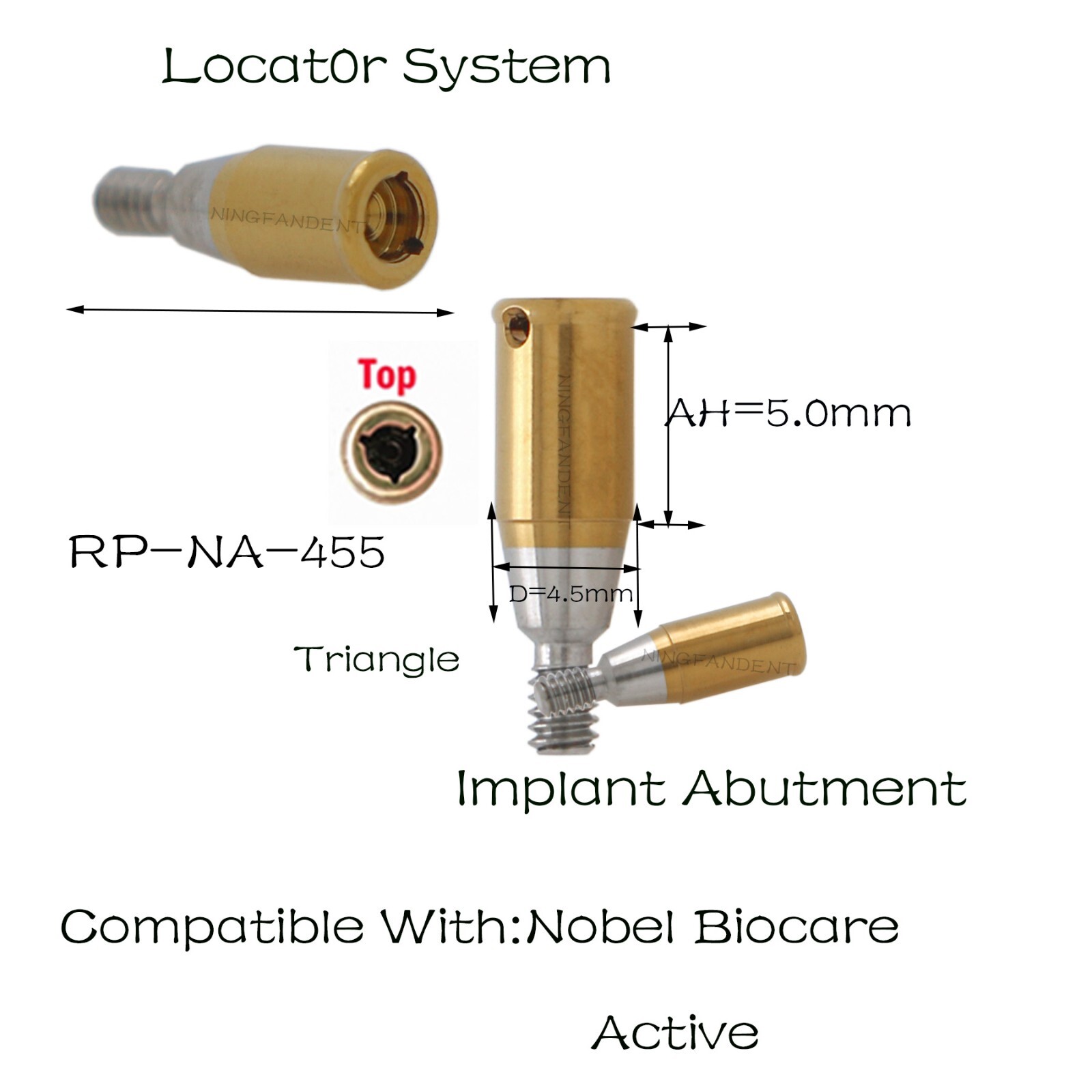 Nobel Biocare Active RP Locator Abutments For 1-5mm GH Conical Connection Ø4.3mm