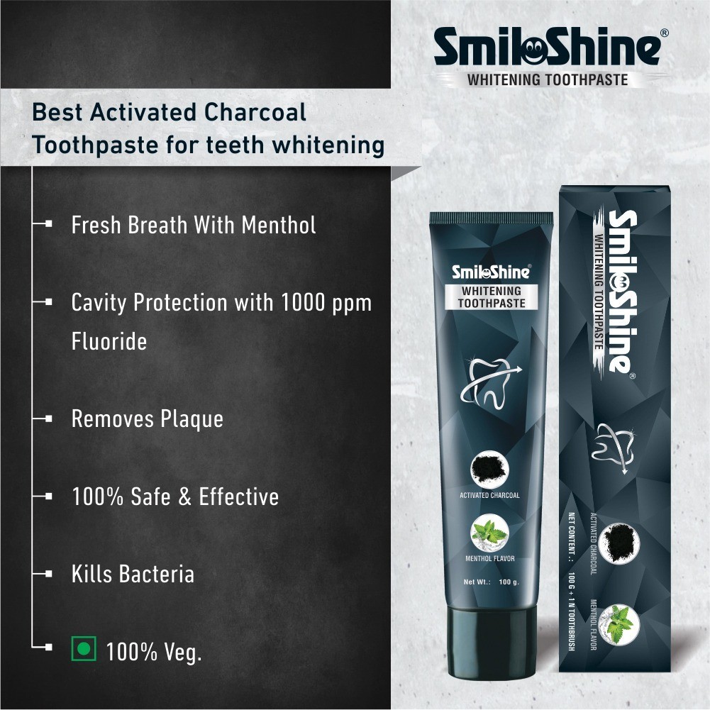 SmiloShine Dental Teeth Whitening Toothpaste with Activated Charcoal (Free Ship)