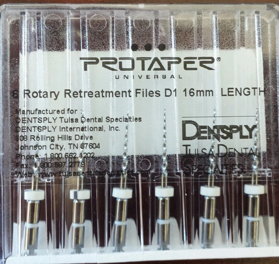 Dental Dentsply Tulsa Rotary Retreatment ProTaper Universal Files 16 mm D1