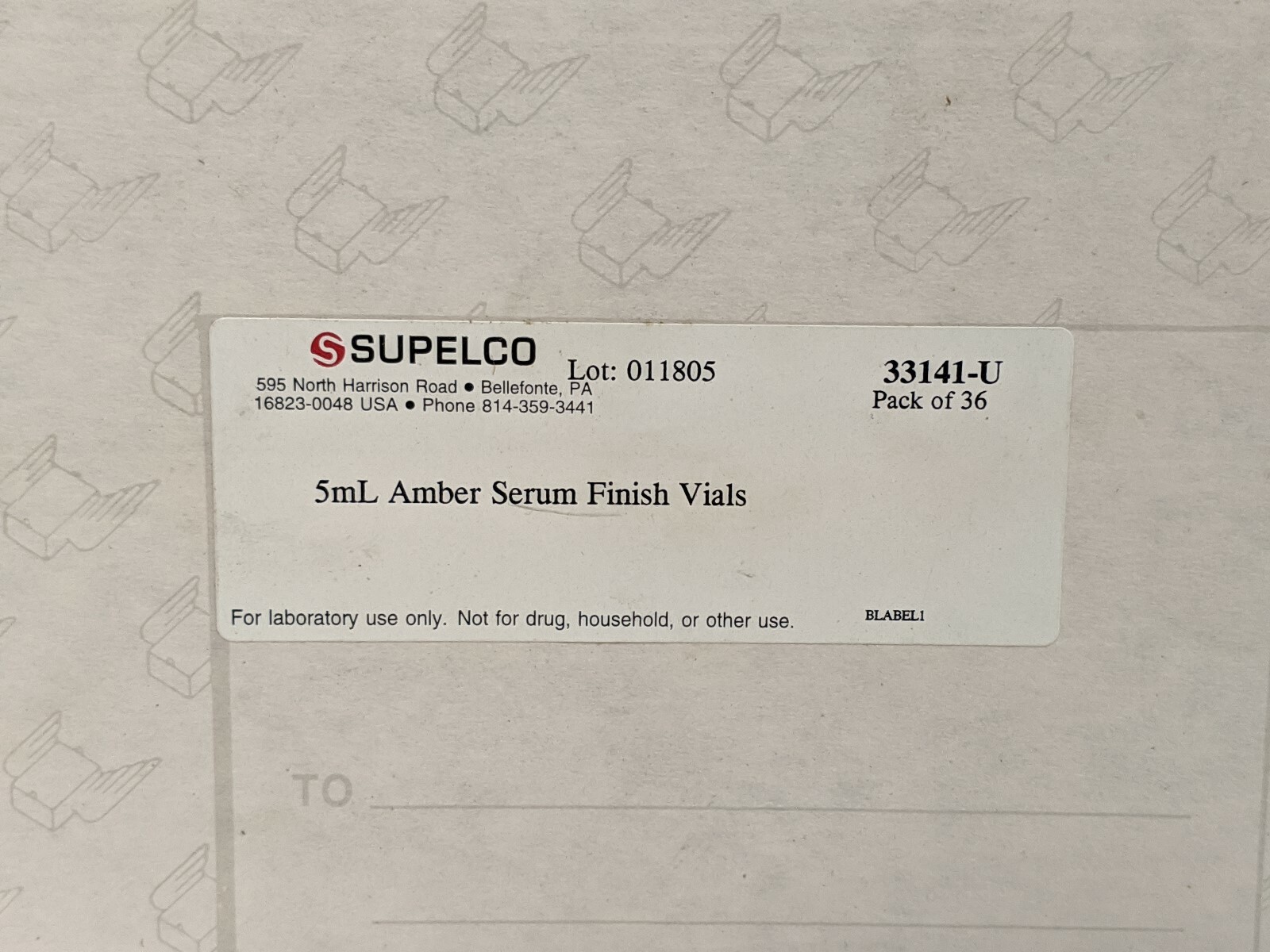 SUPELCO 33141-U 5mL Amber Vials / crimp top, serum bottle / BOX OF 32 VIALS