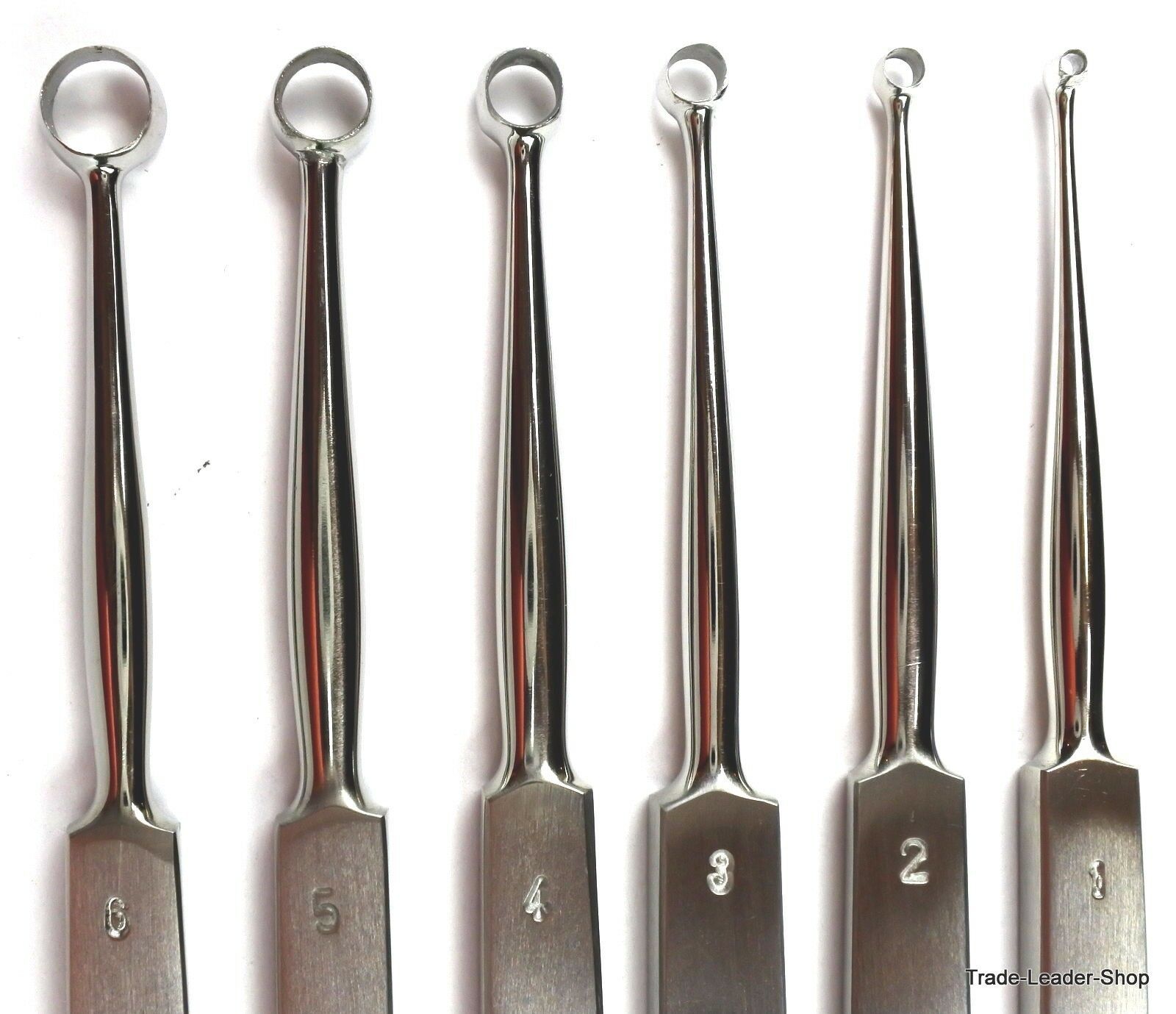 6 set FOX Lupus Curette 14 cm 1,2,3,4,5,6 mm skin dermatology foot care pedicure