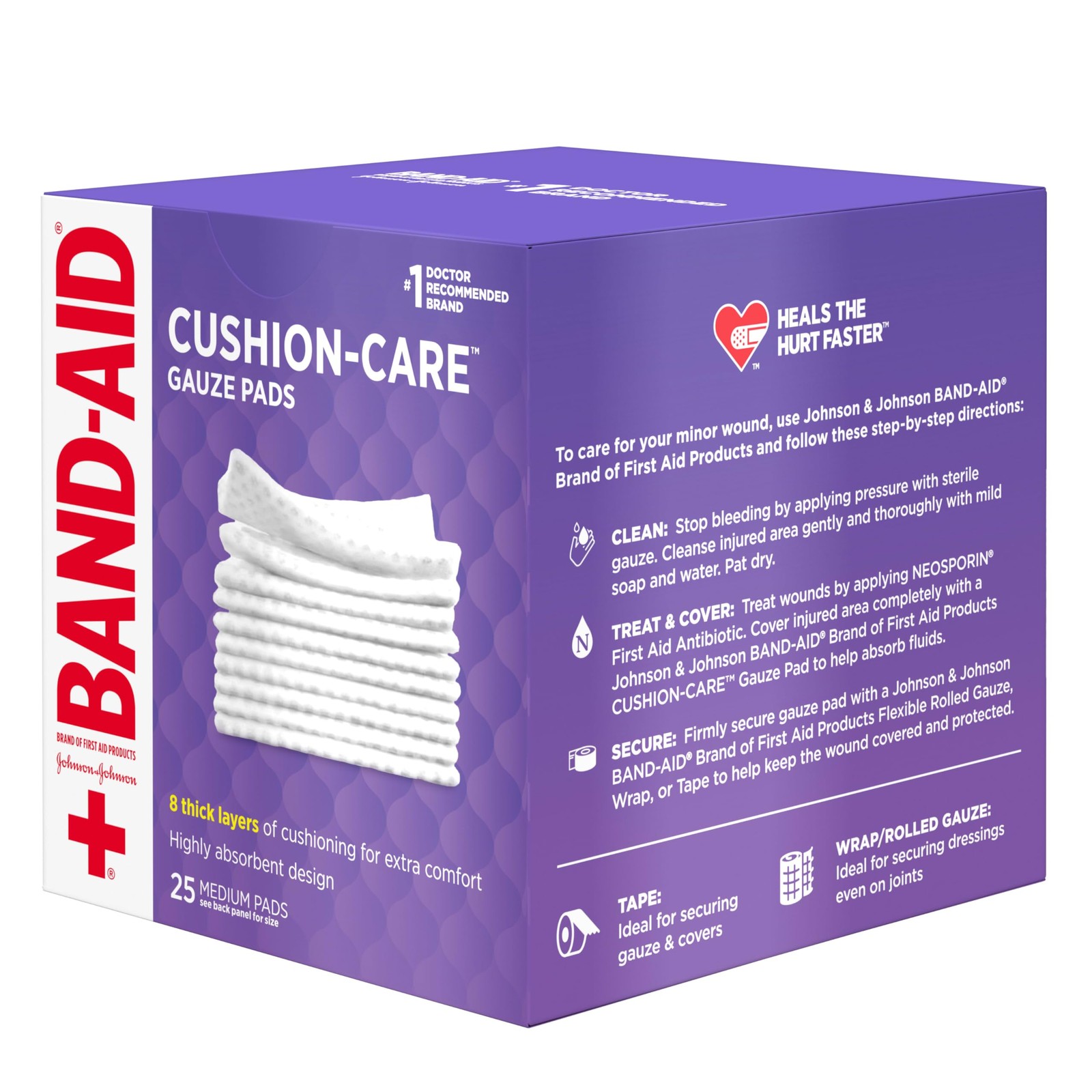 BAND-AID Brand Cushion Care Sterile Gauze Pads for 3×3 Inch (Pack of 25)