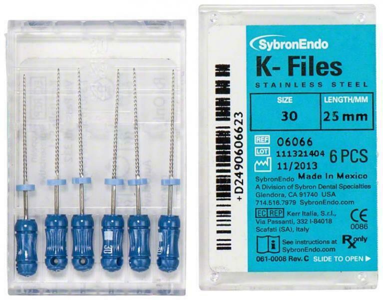 Kerr Sybron Endo Dental 25mm Stainless Steel K-files 6-file per box all size
