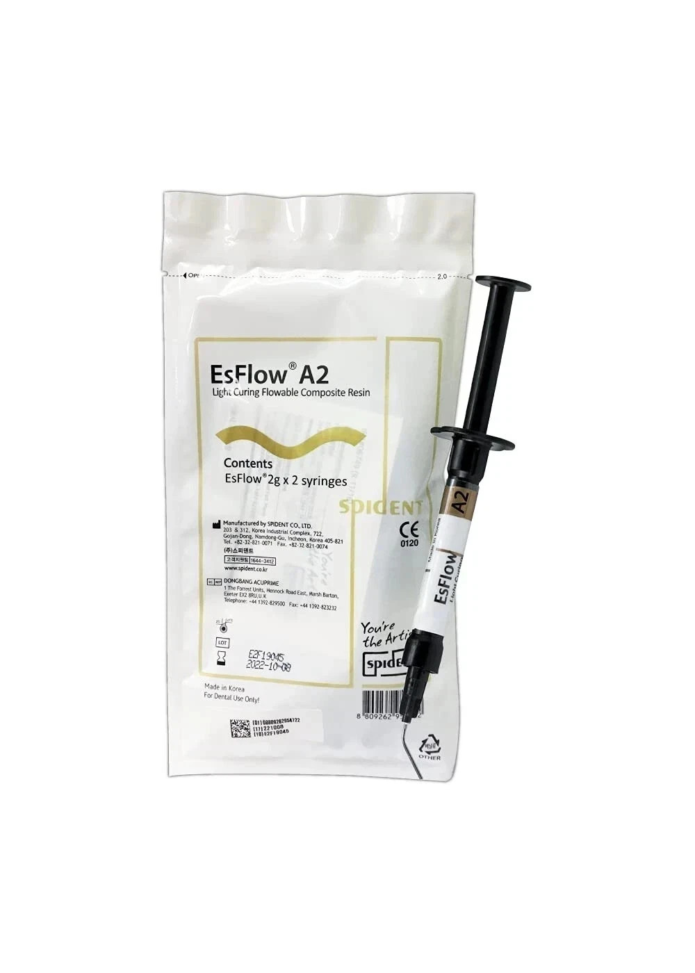 Spident EsFlow Light-Cured Dental Nano-Hybrid Resin Composit Flowable Free Ship