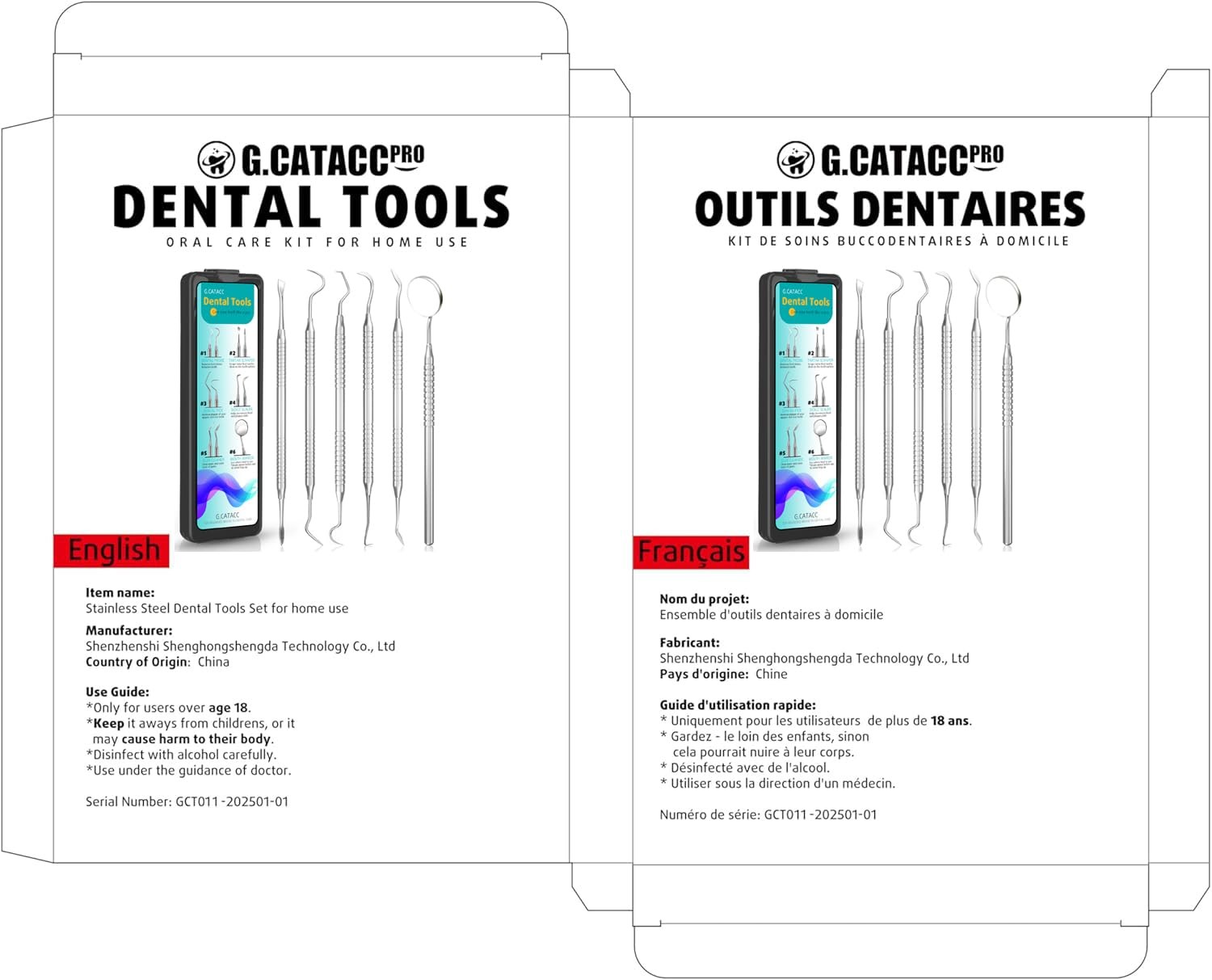 Dental Tools Stainless Steel Teeth Cleaning Kit Plaque Tartar Remover with Case