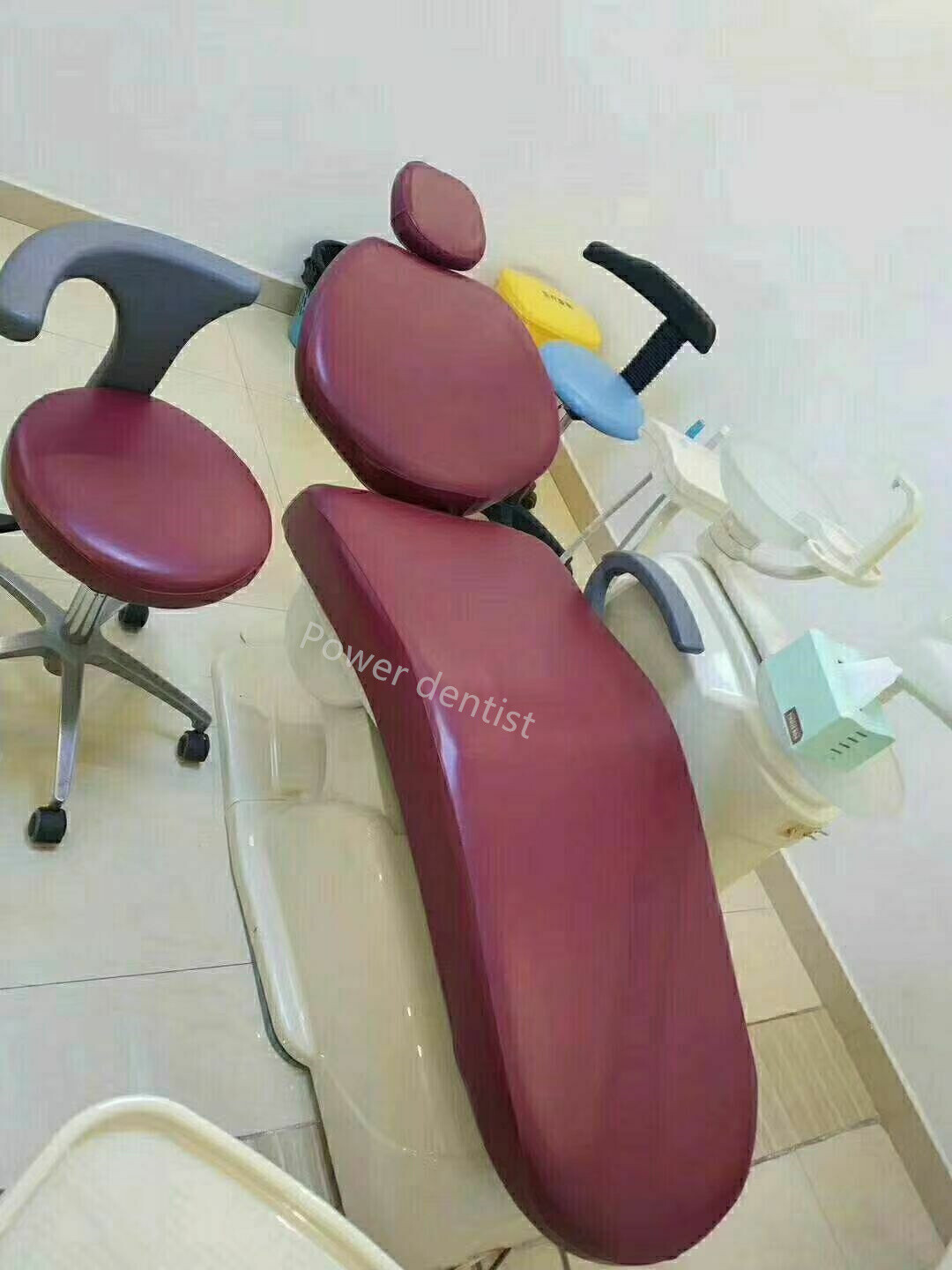 Dental Dentist Chair Cover Sleeves Protector Chair Unit Cover PU Wine Red *1Set