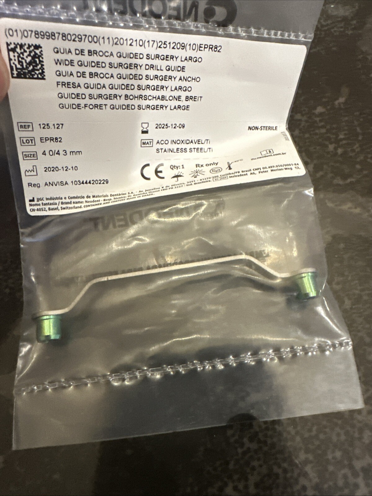 Neodent Implant GM Wide Guided Surgery Drill Guide Titanium/SS , 4.0/4.3 mm
