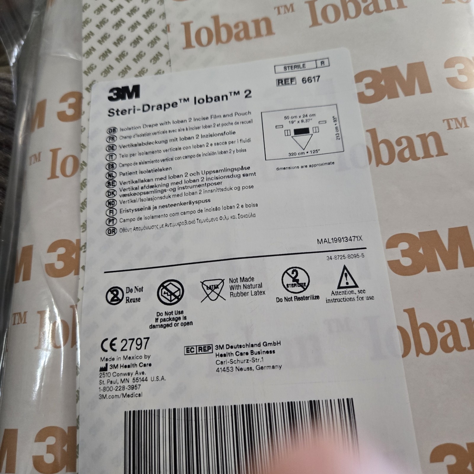 3M Steri-Drape Ioban 2 Incise Film Pouch 6617 Antimicrobial Surgical Drape New