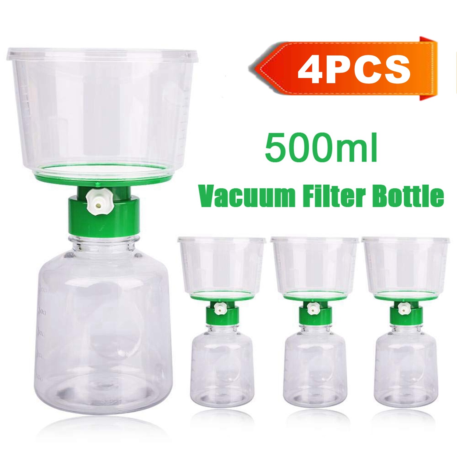 36 Pack 500mL Filtration Funnel Kit Bottle Top Vacuum Filter 0.22μm PES Membrane