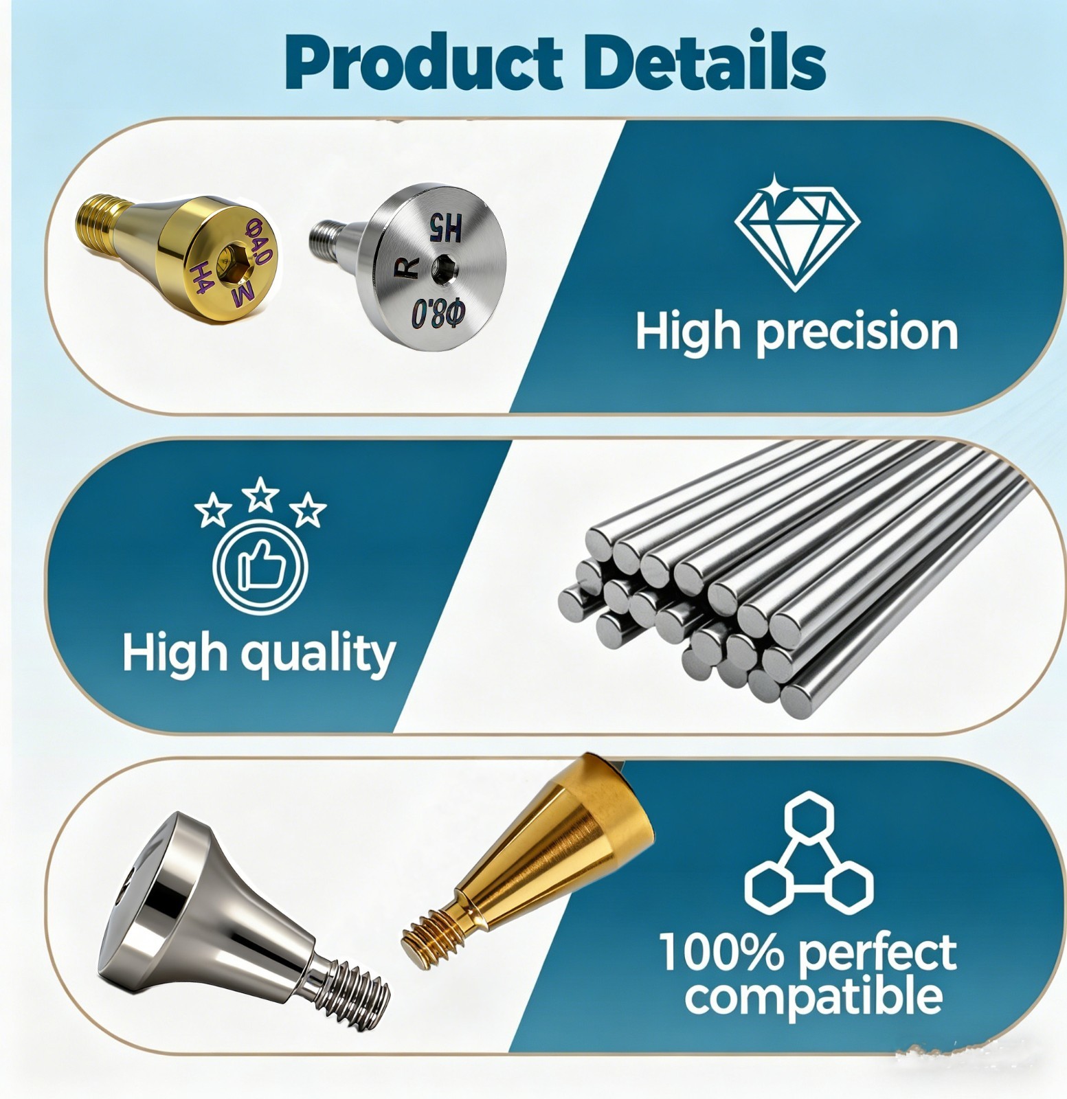 5Pcs Dental Healing Abutment Cover Screw Min Regular Platform Fit Osstem Hiossen