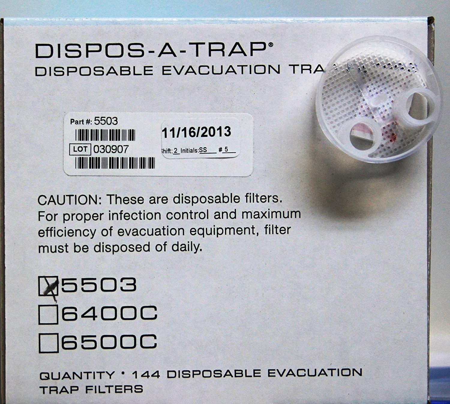 Pinnacle Products 5503 Dispos-A-Trap Dental Evacuation Traps 144/Bx