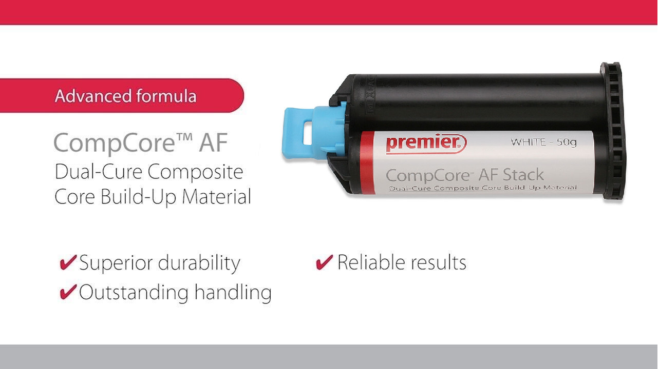 Premier CompCore AF Dual-Cure Core Build-up Material 50gm Refill White + Mix.Tip