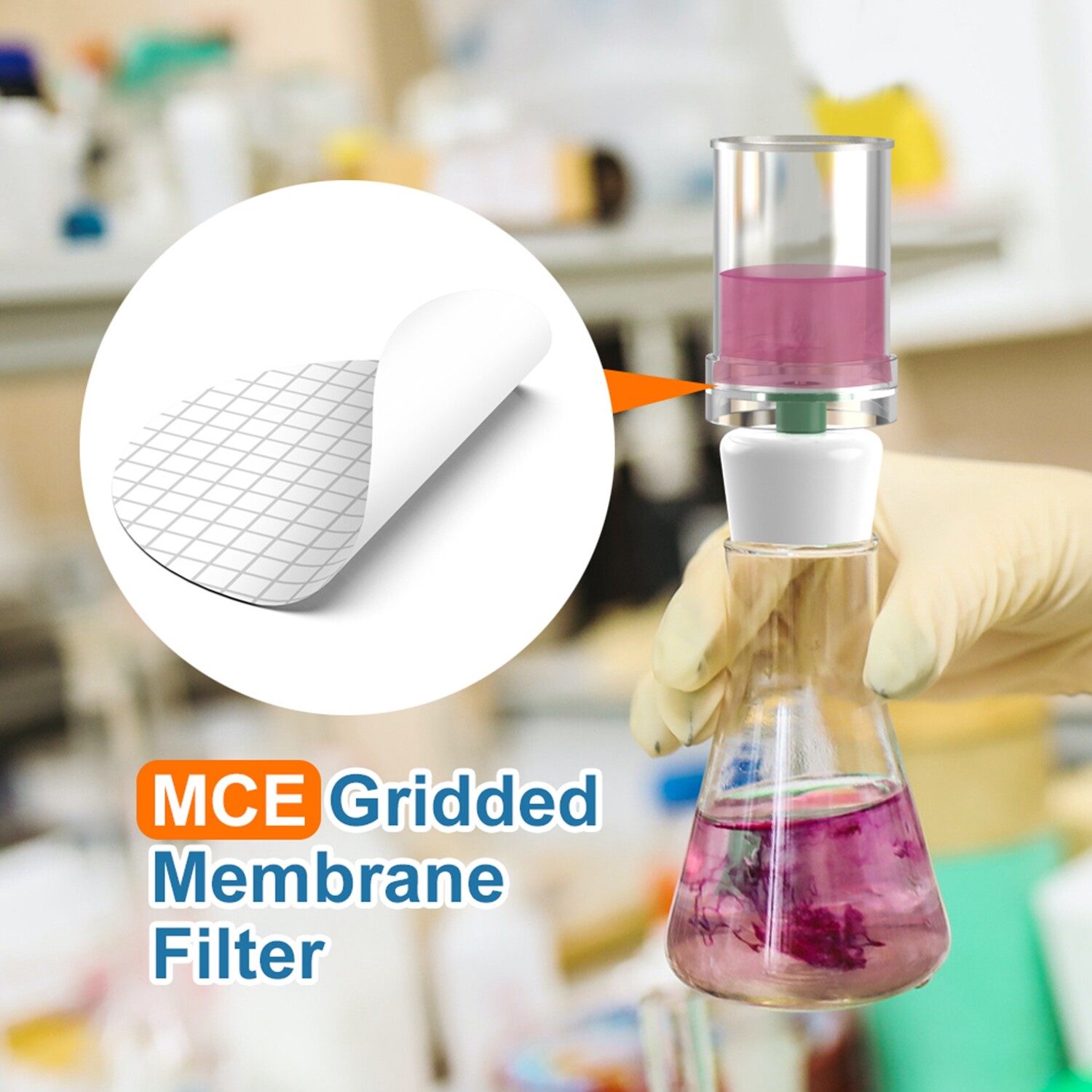 Sterile MCE Gridded Membrane Filter Diameter:47mm Pore:0.45 Micron Pack of 100
