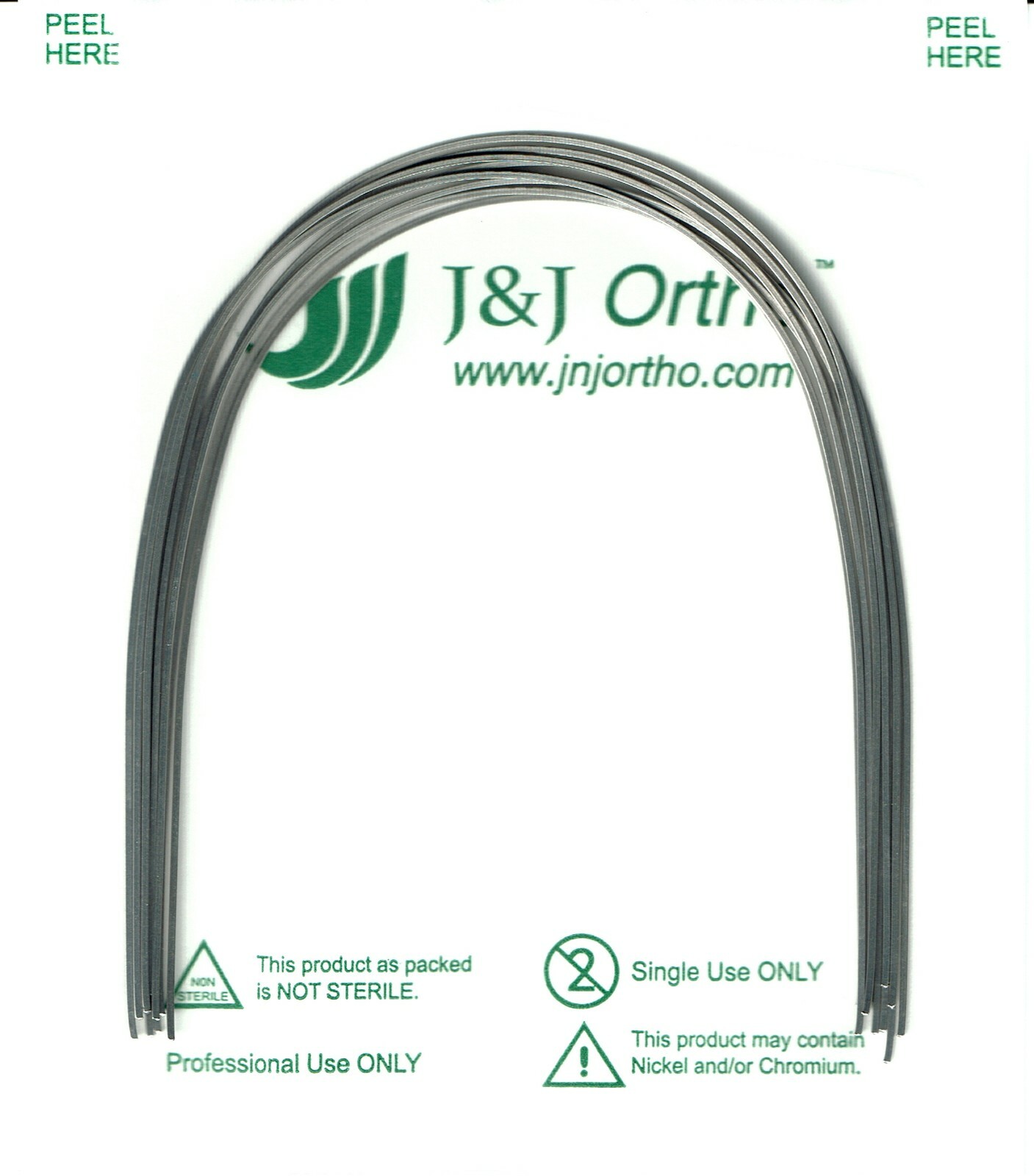 J&J Ortho™ Orthodontic Stainless Steel Arch Wire Natural (10/pk*2 Up/Lo)
